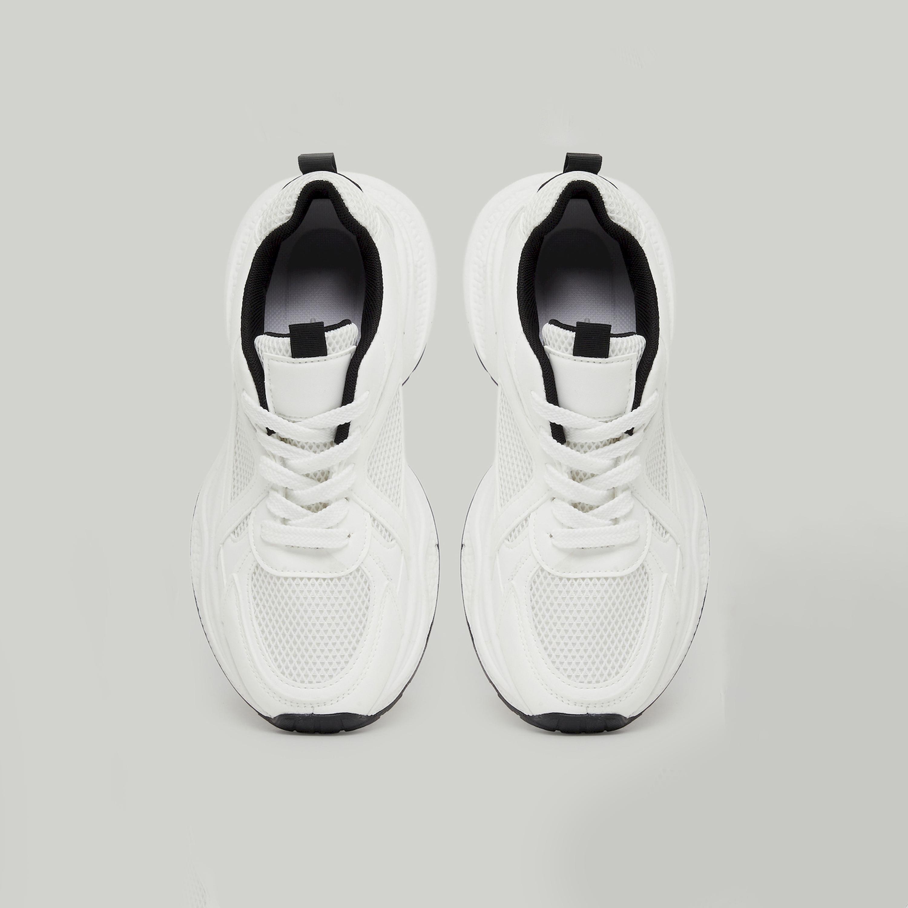 Take Two White Chunky Lace-Up Sneakers-women-shoes-sneakers-image-3
