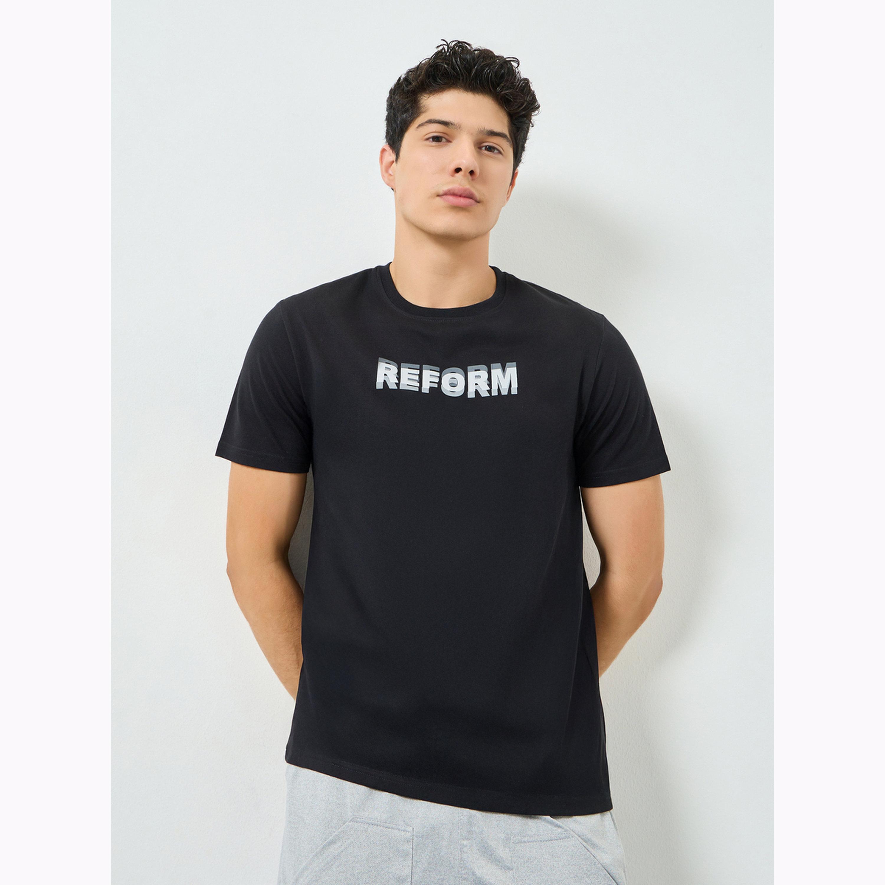 Styli Men Black Graphic Print Crew Neck T-Shirt-men-clothing-tshirtsandpolos-tshirts-image-1
