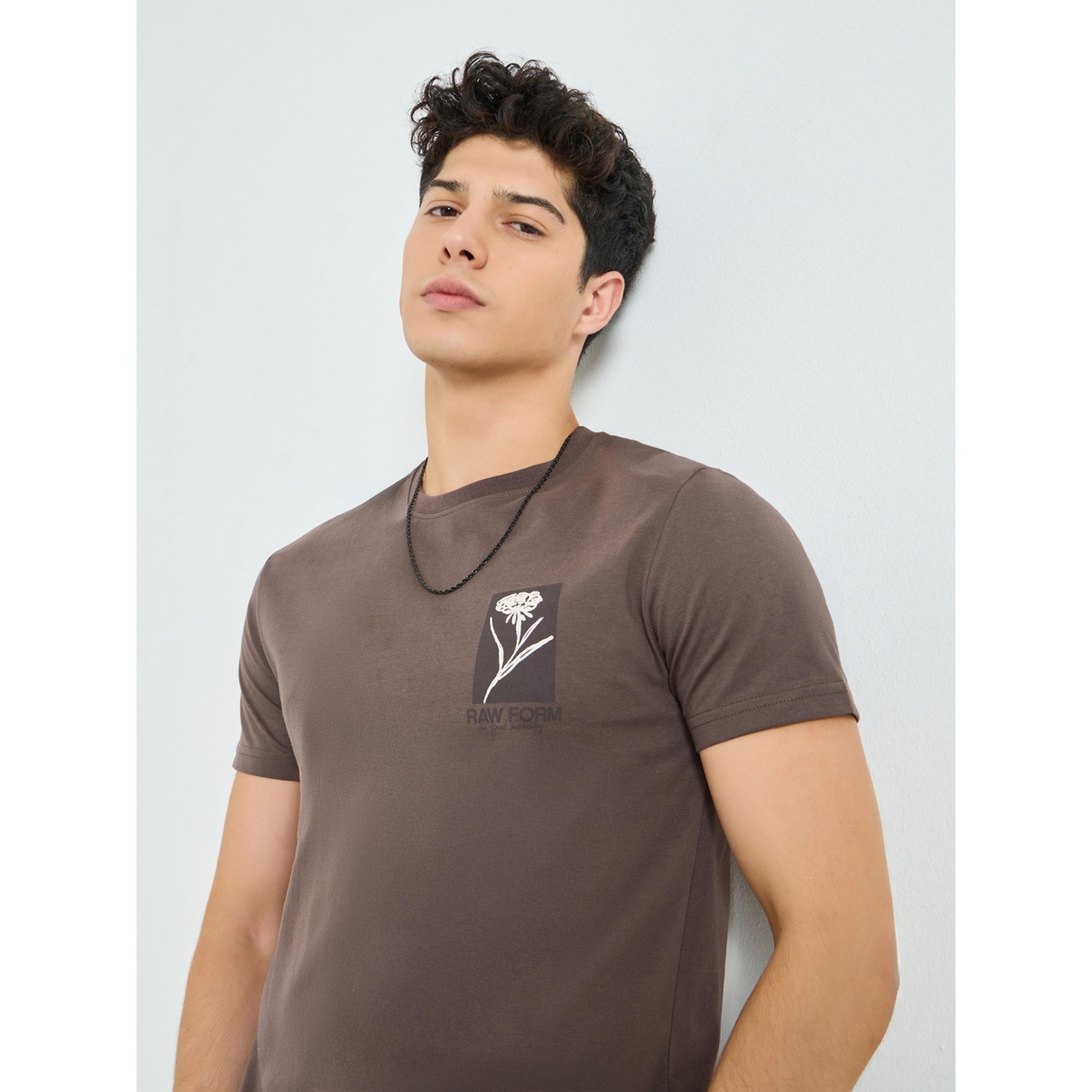 Styli Men Brown Graphic Print Crew Neck T-Shirt-men-clothing-tshirtsandpolos-tshirts-image-3