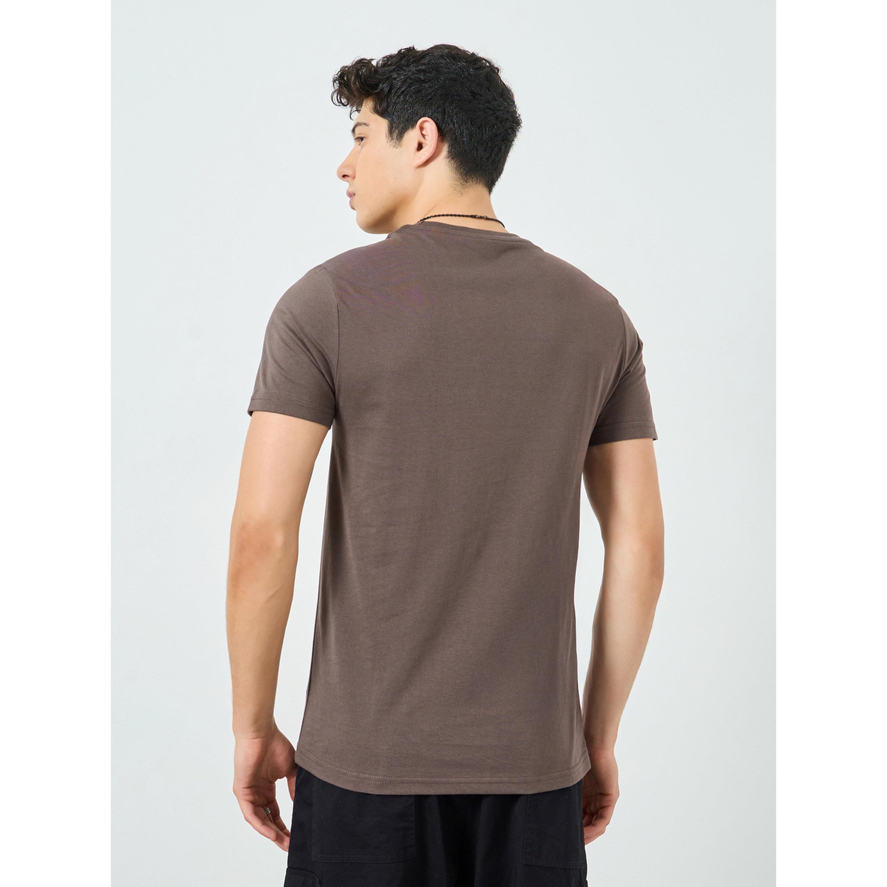 Styli Men Brown Graphic Print Crew Neck T-Shirt-men-clothing-tshirtsandpolos-tshirts-image-4