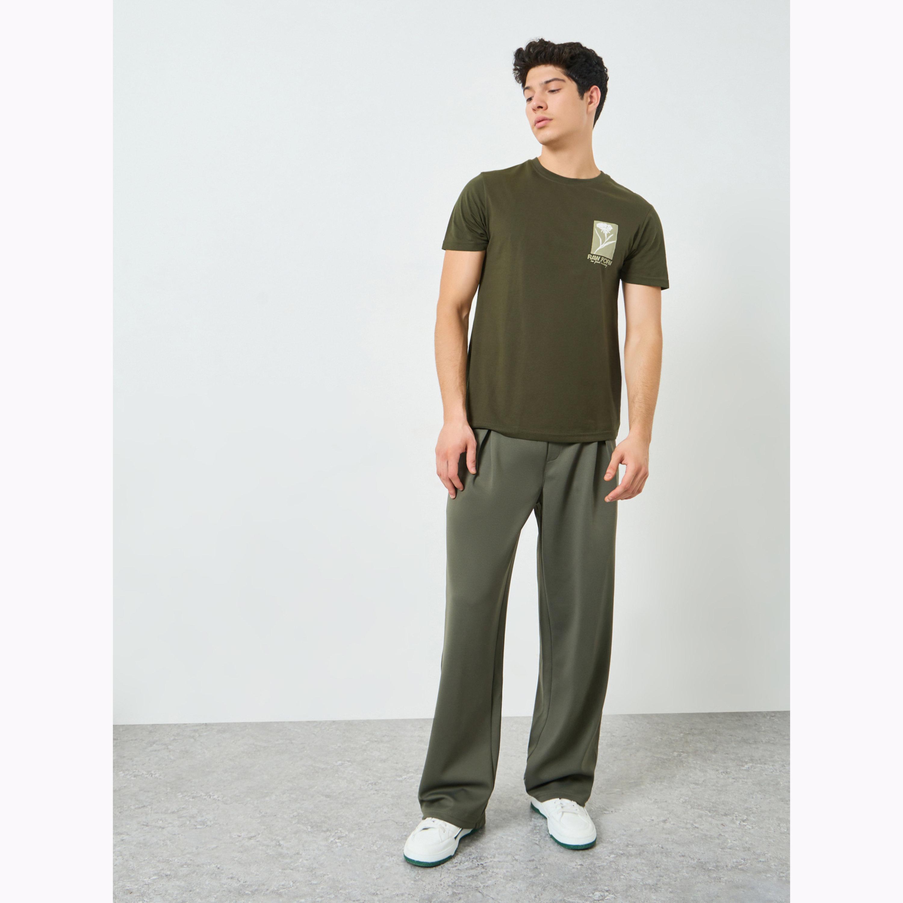 Styli Men Olive Graphic Print Crew Neck T-Shirt-men-clothing-tshirtsandpolos-tshirts-image-2