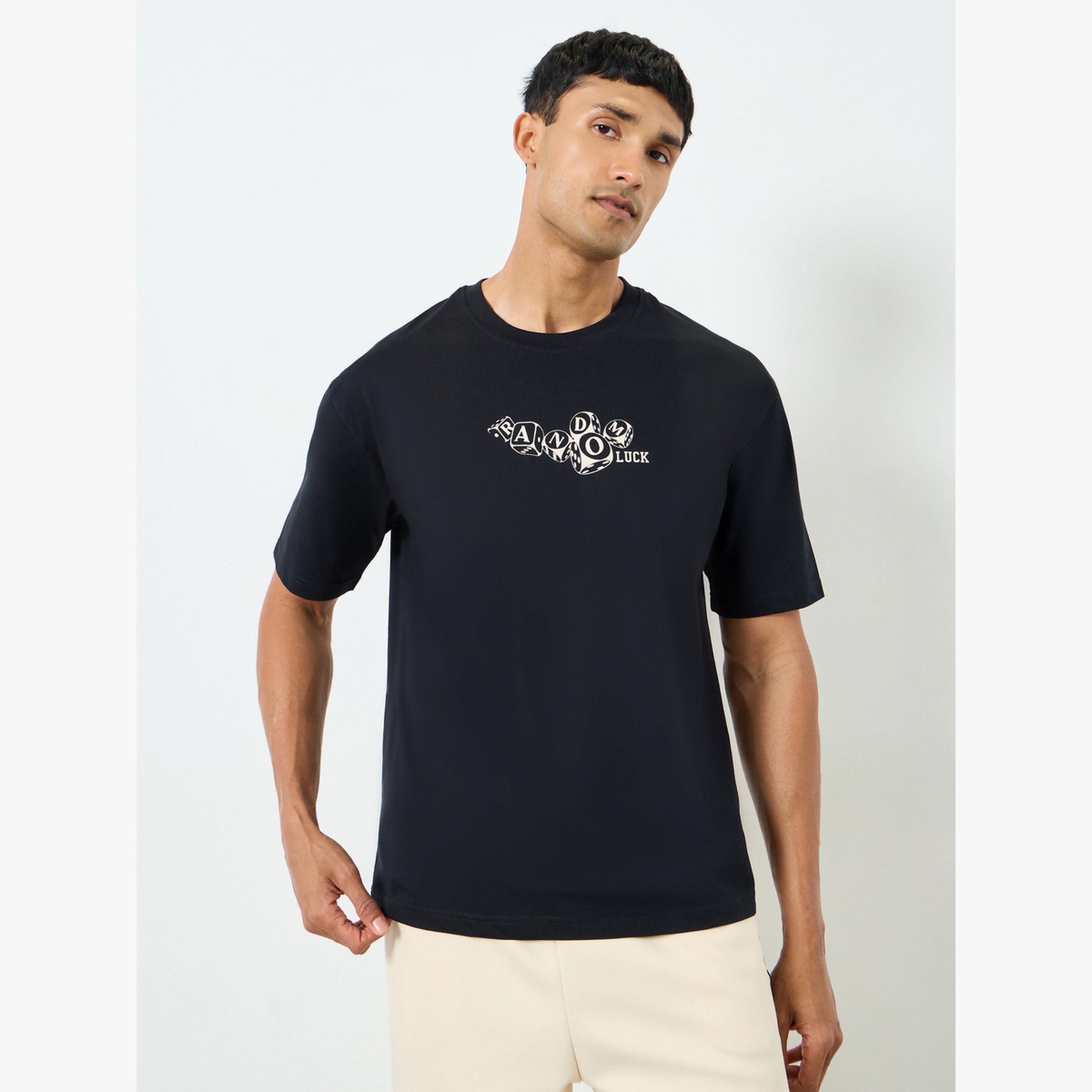 Styli Men Black Graphic Print Oversized T-Shirt-men-clothing-tshirtsandpolos-tshirts-image-1