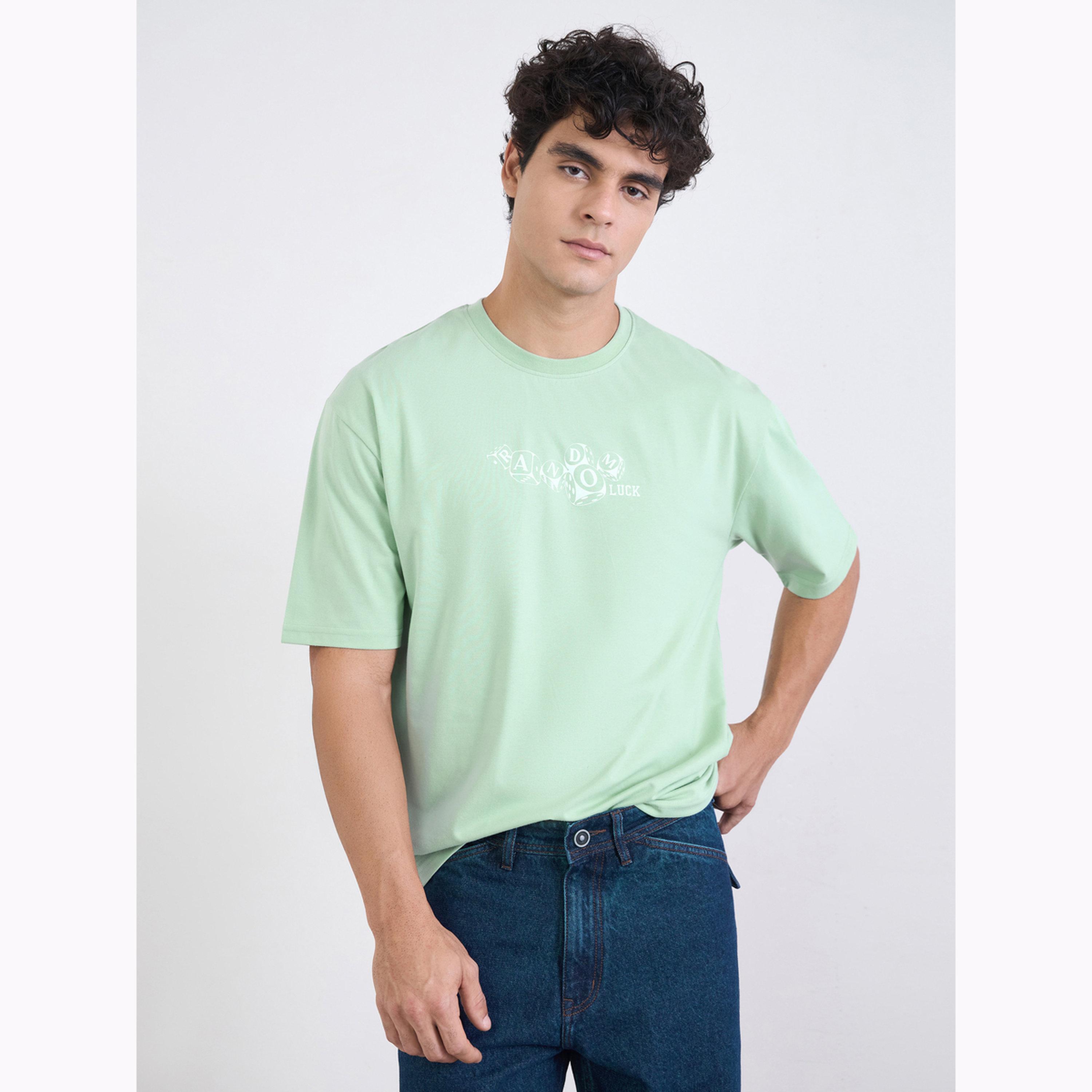 Styli Men Green Graphic Print Oversized Jersey T-Shirt-men-clothing-tshirtsandpolos-tshirts-image-3