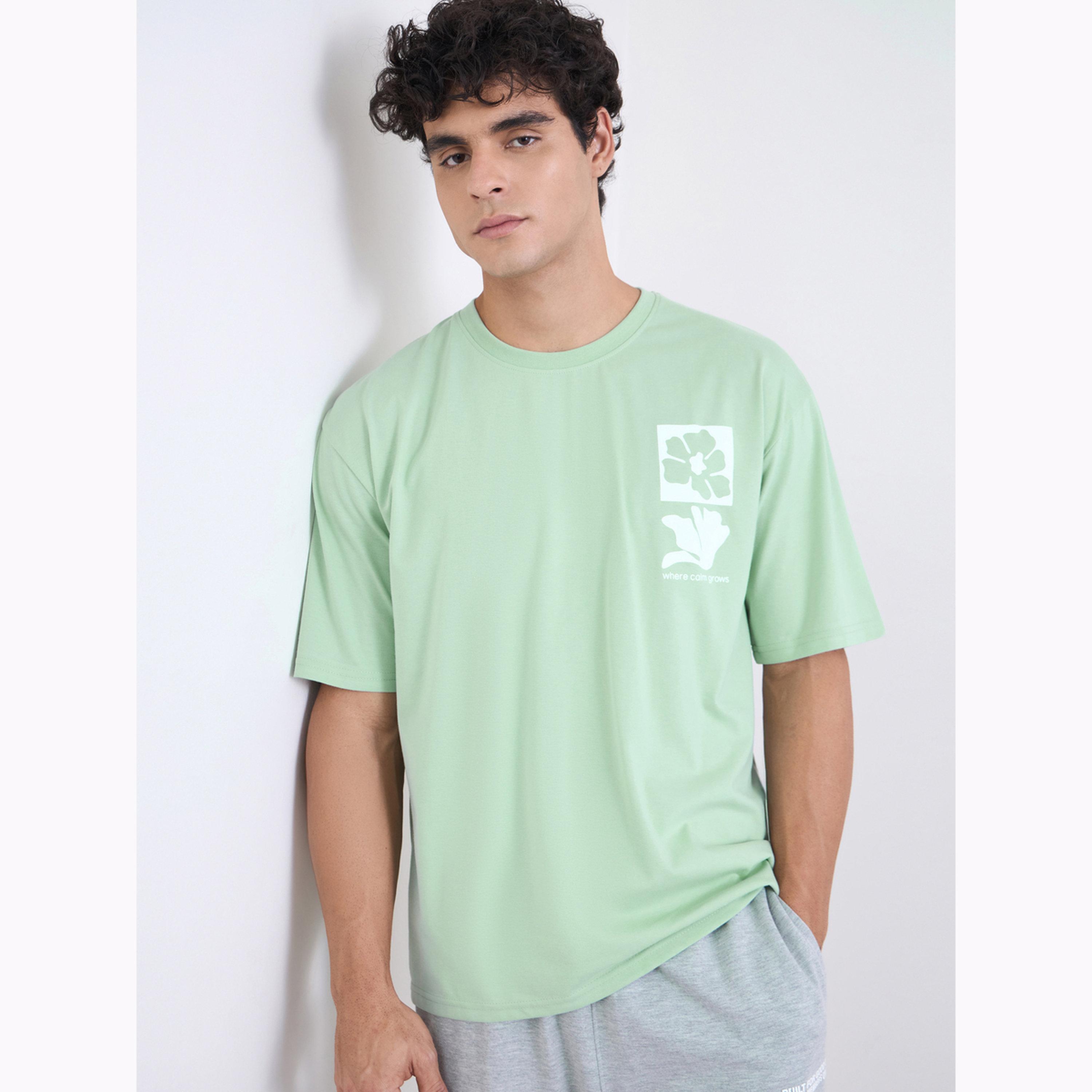 Styli Men Green Graphic Print Crew Neck T-Shirt-men-clothing-tshirtsandpolos-tshirts-image-3