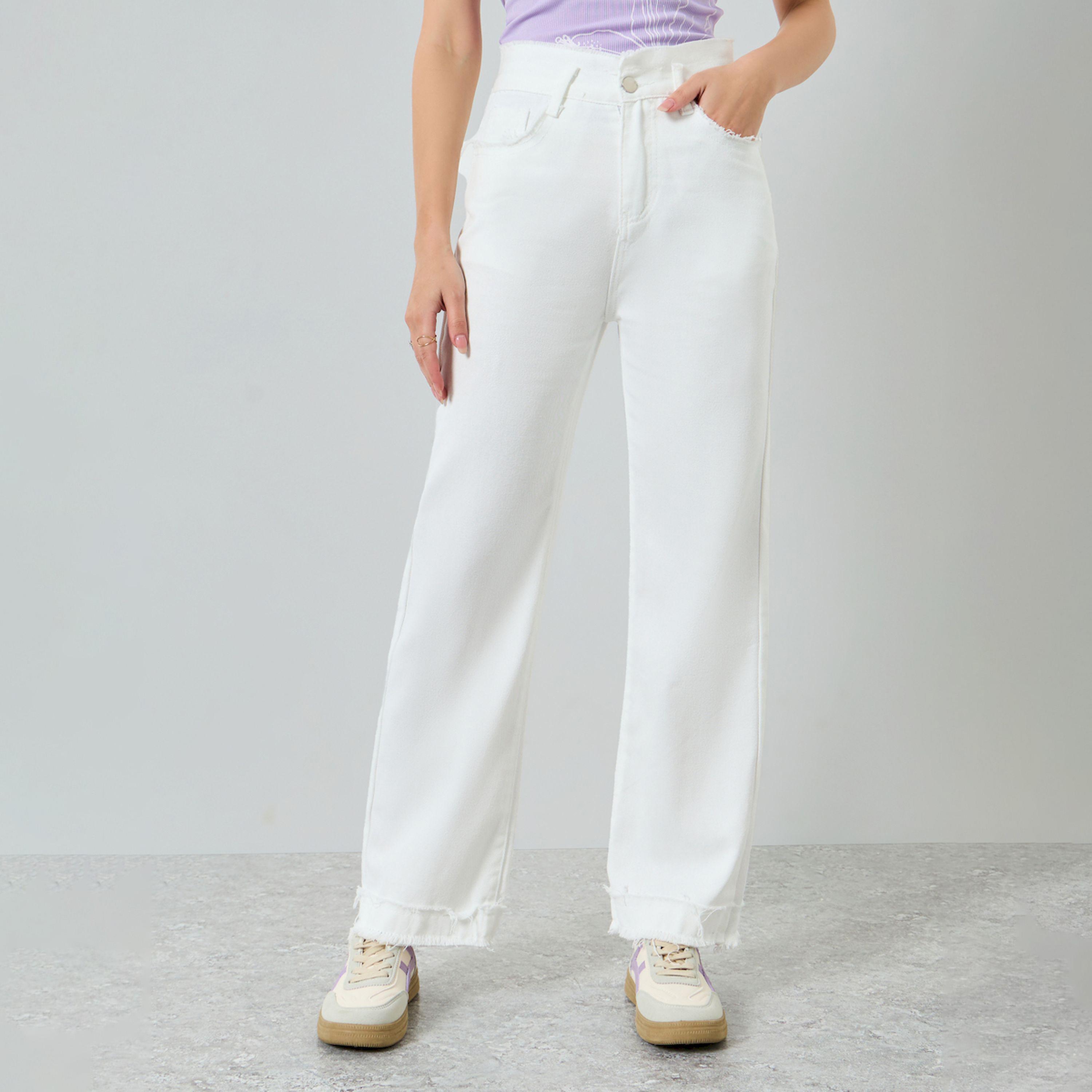 جينز بساق واسعة وحواف مزينة بشرابات-women-clothing-bottoms-jeans-image-1