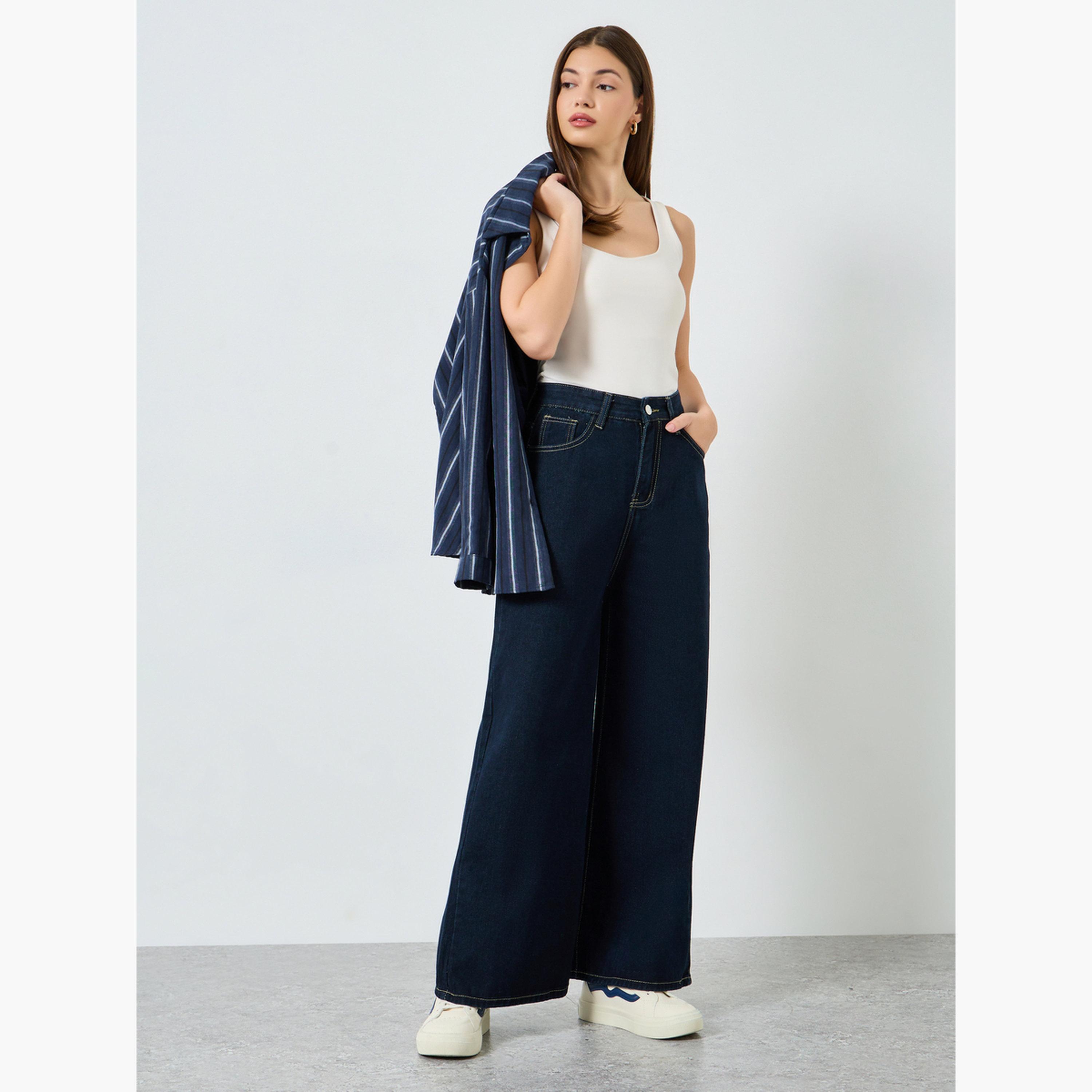 جينز نسائي ساق واسعة وخصر متوسط-women-clothing-bottoms-jeans-image-2
