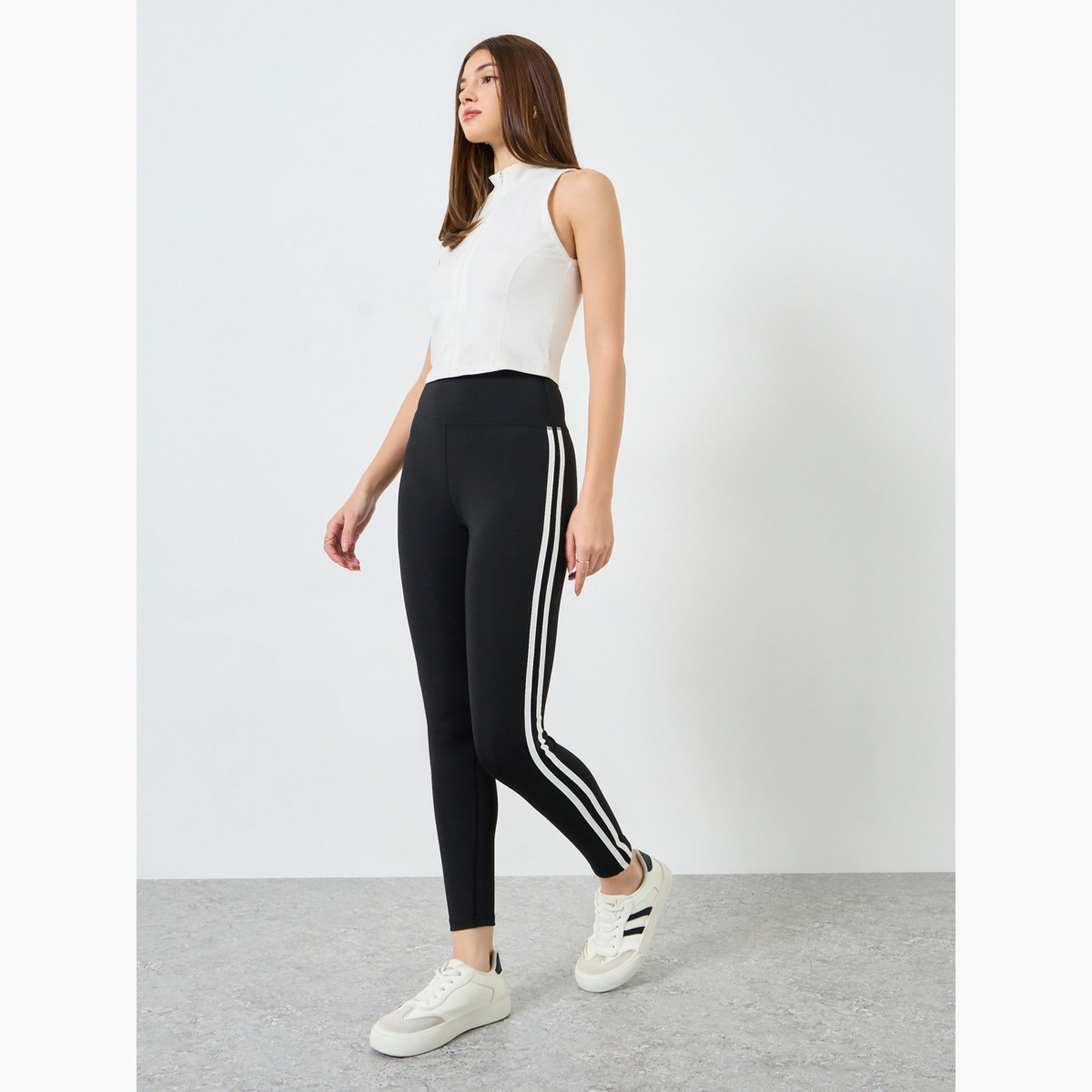 ليقنز أسود بخصر مرتفع مع خطوط جانبية-women-clothing-bottoms-leggings-image-2