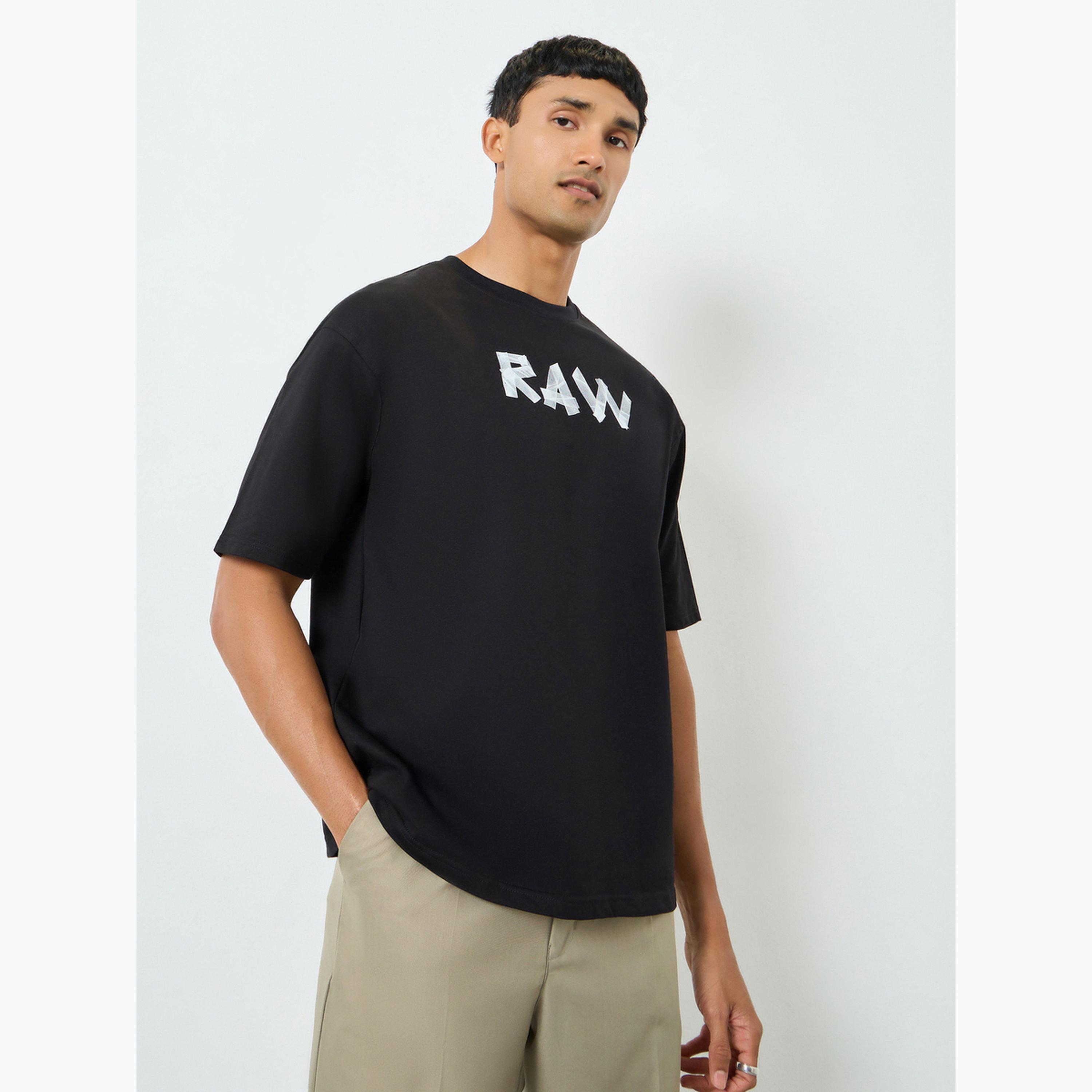 Styli Men Black Graphic Print Oversized Terry T-Shirt-men-clothing-tshirtsandpolos-tshirts-image-1