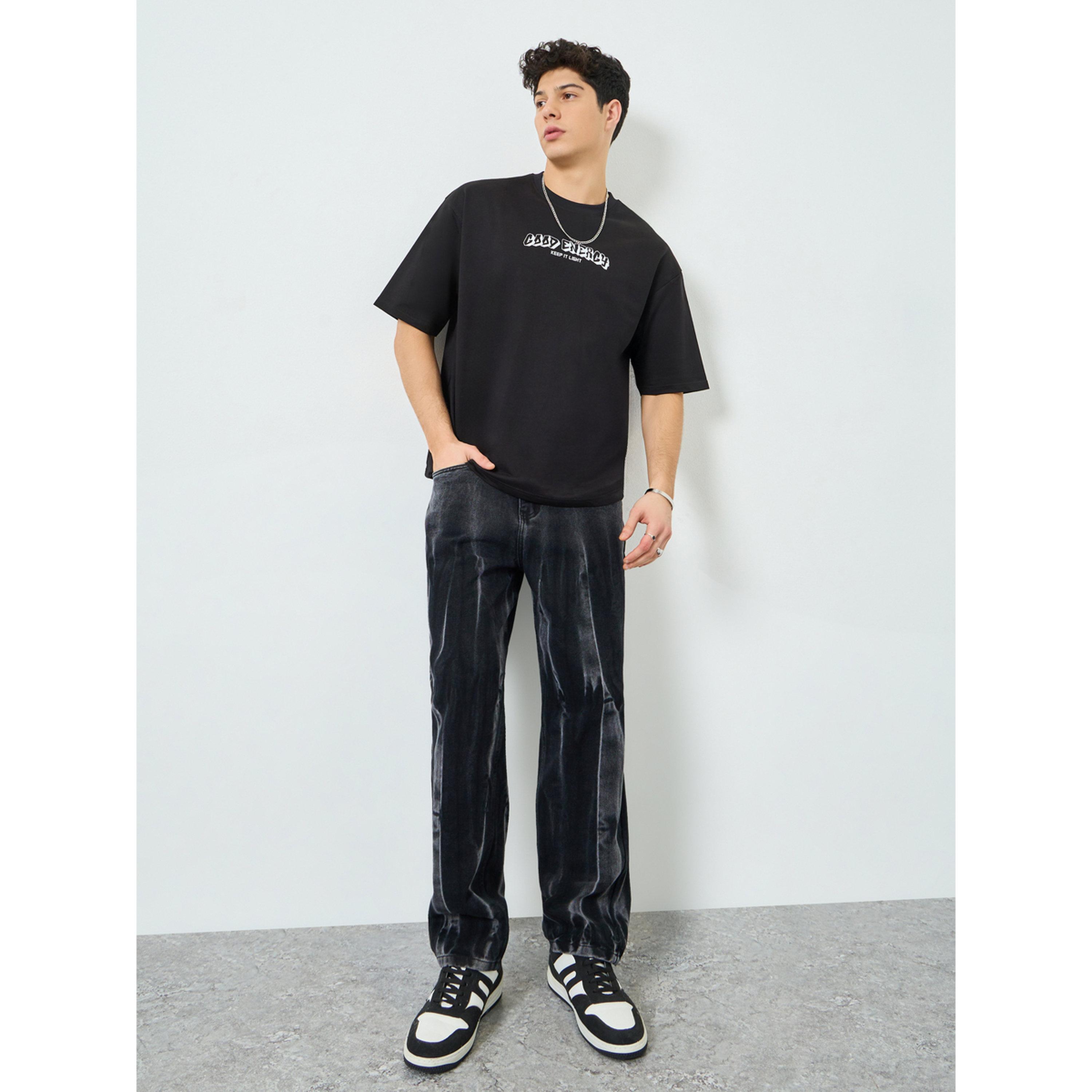 Styli Men Black Graphic Print Oversized T-Shirt-men-clothing-tshirtsandpolos-tshirts-image-2
