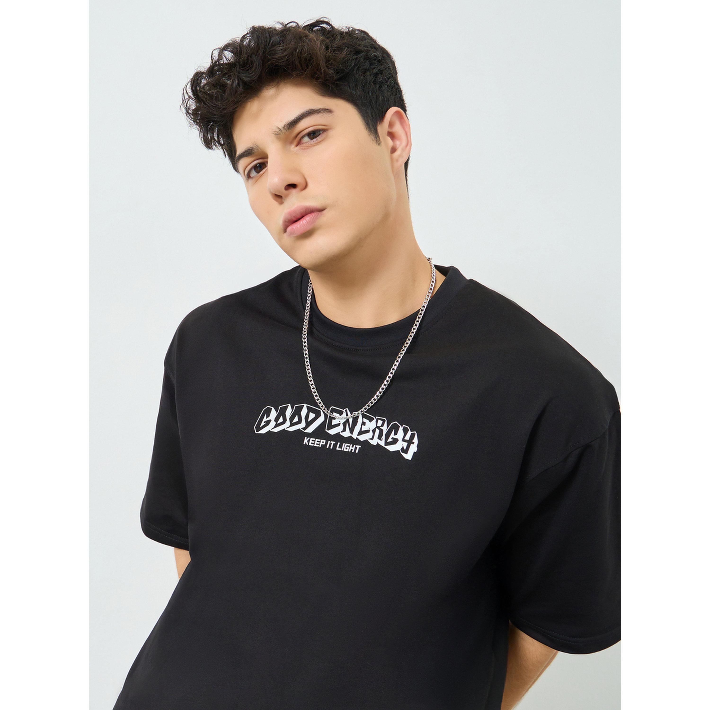 Styli Men Black Graphic Print Oversized T-Shirt-men-clothing-tshirtsandpolos-tshirts-image-3