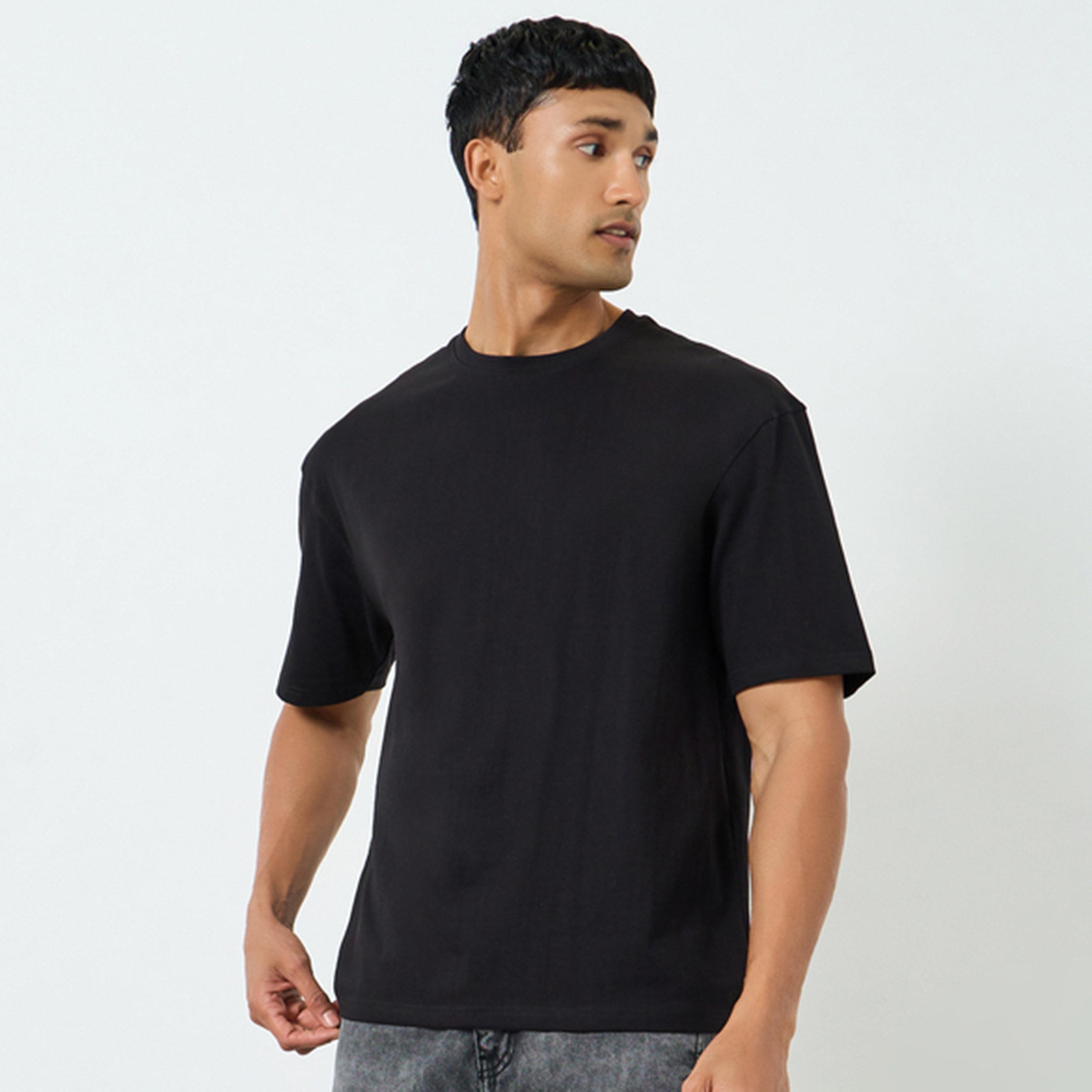 Styli Men Black Embroidered Boxy Fit T-Shirt-men-clothing-tshirtsandpolos-tshirts-image-1