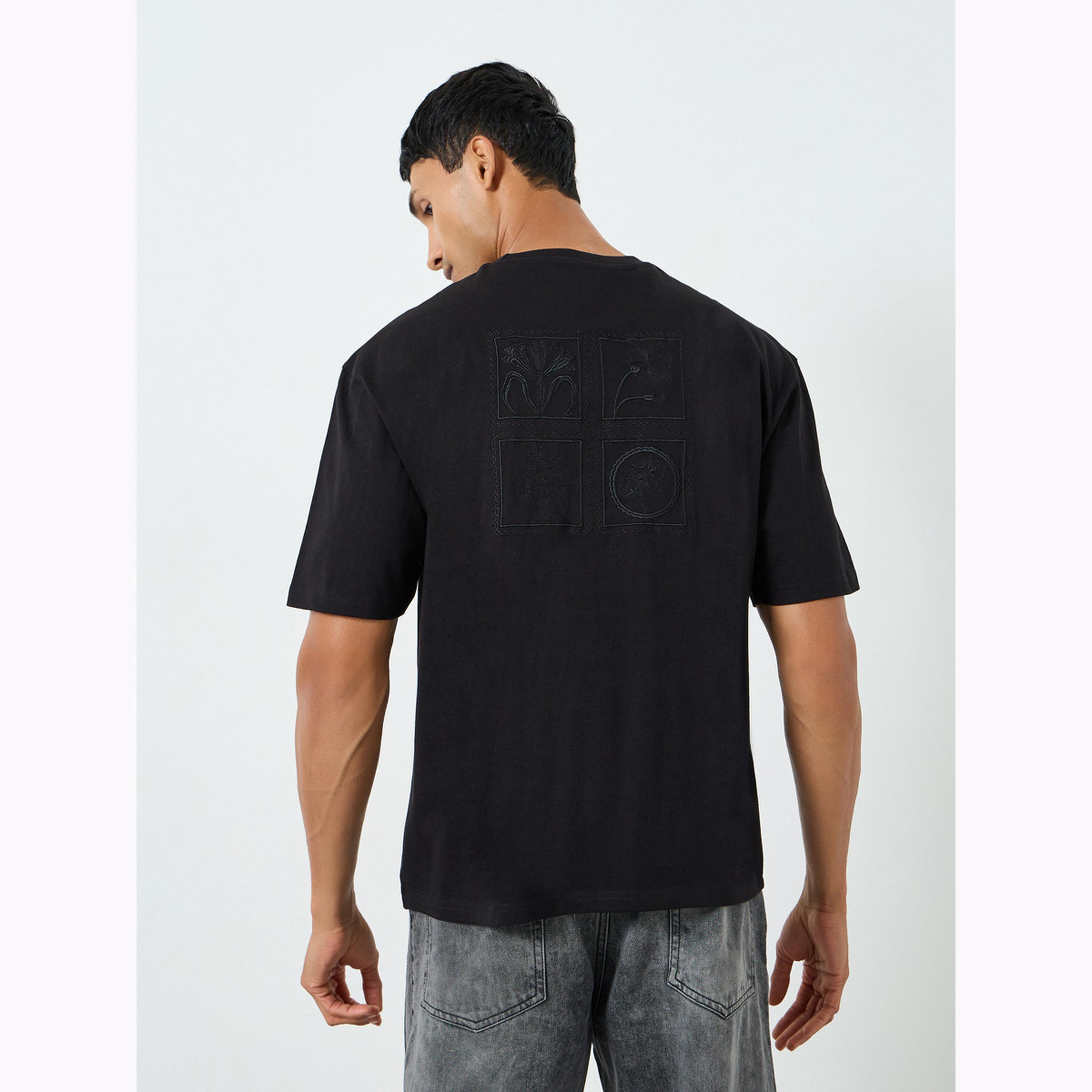 Styli Men Black Embroidered Boxy Fit T-Shirt-men-clothing-tshirtsandpolos-tshirts-image-6