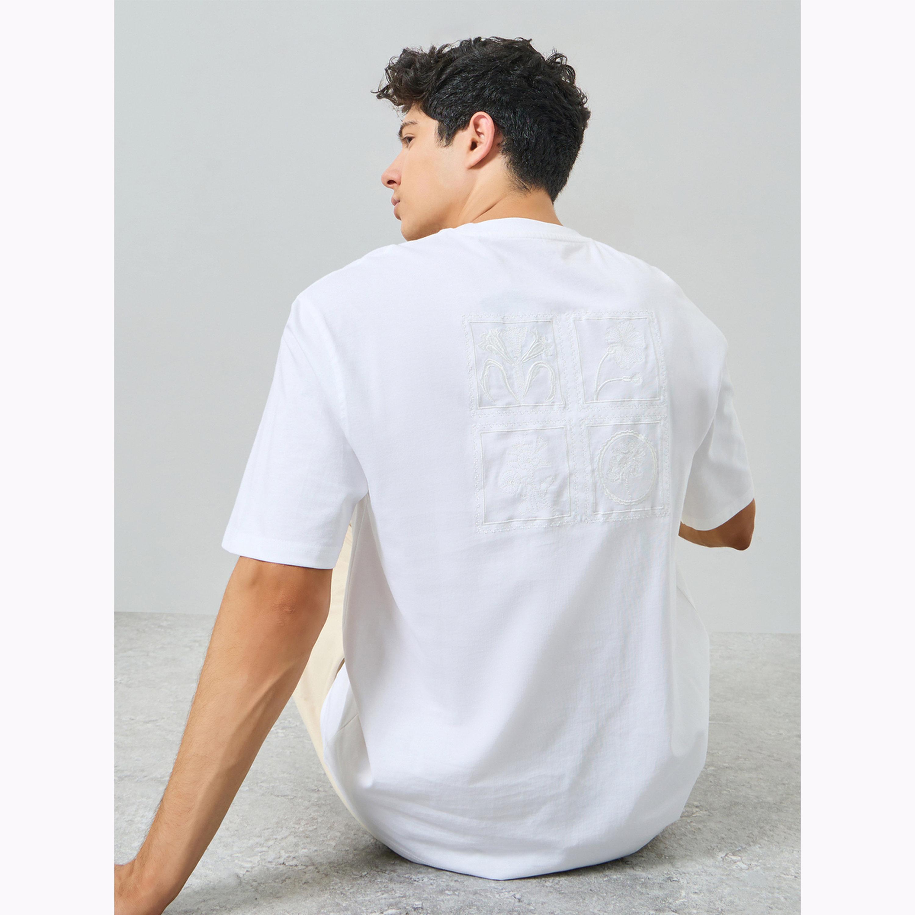Styli Men White Embroidered Boxy Fit T-Shirt-men-clothing-tshirtsandpolos-tshirts-image-3