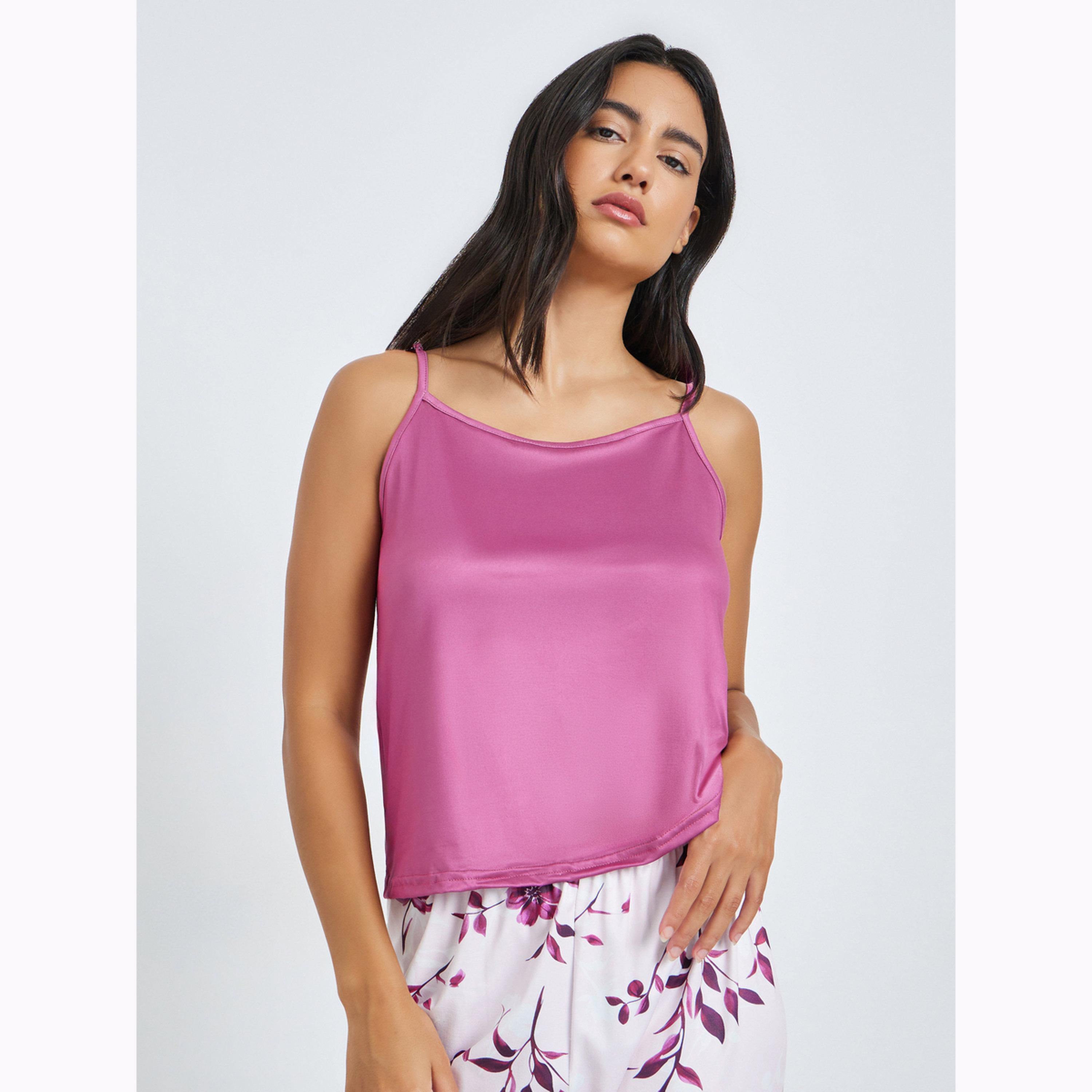 Styli Pack of 3 - Solid Cami, Floral Robe and Pyjama Set-women-clothing-nightwear-pyjamas-longsets-image-5