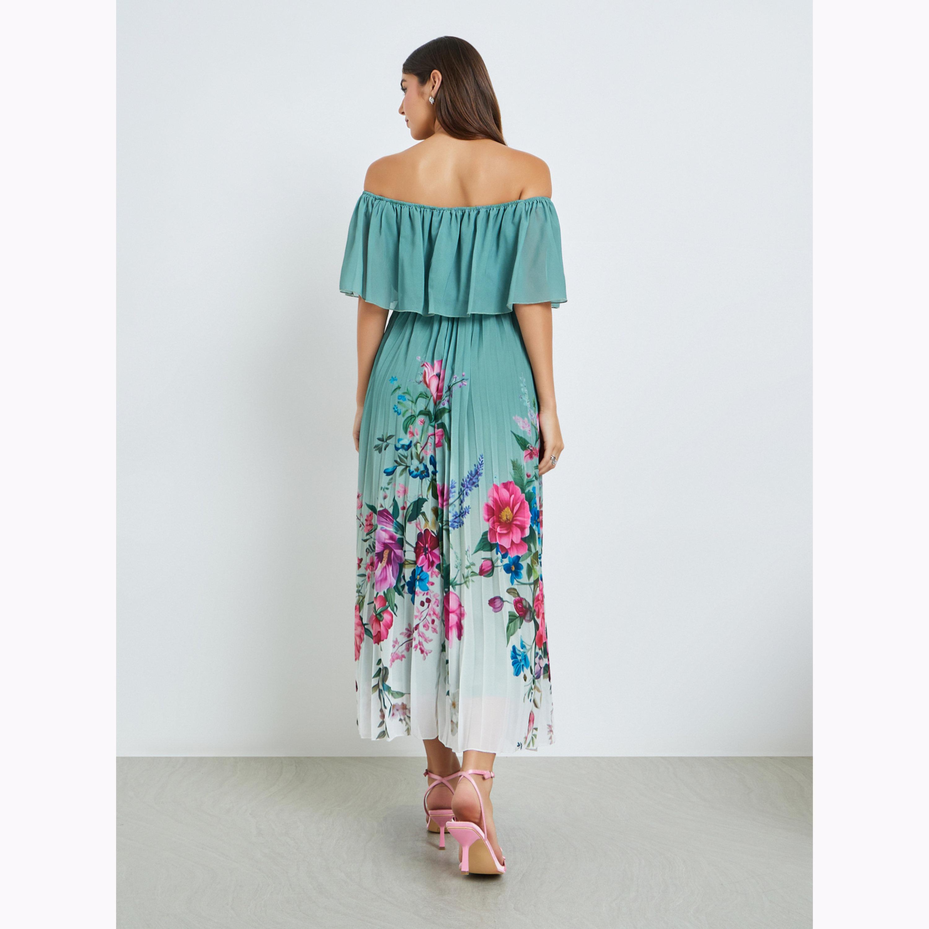 فستان طويل بأكتاف مكشوفة وطبعة زهور-women-clothing-dresses-image-4