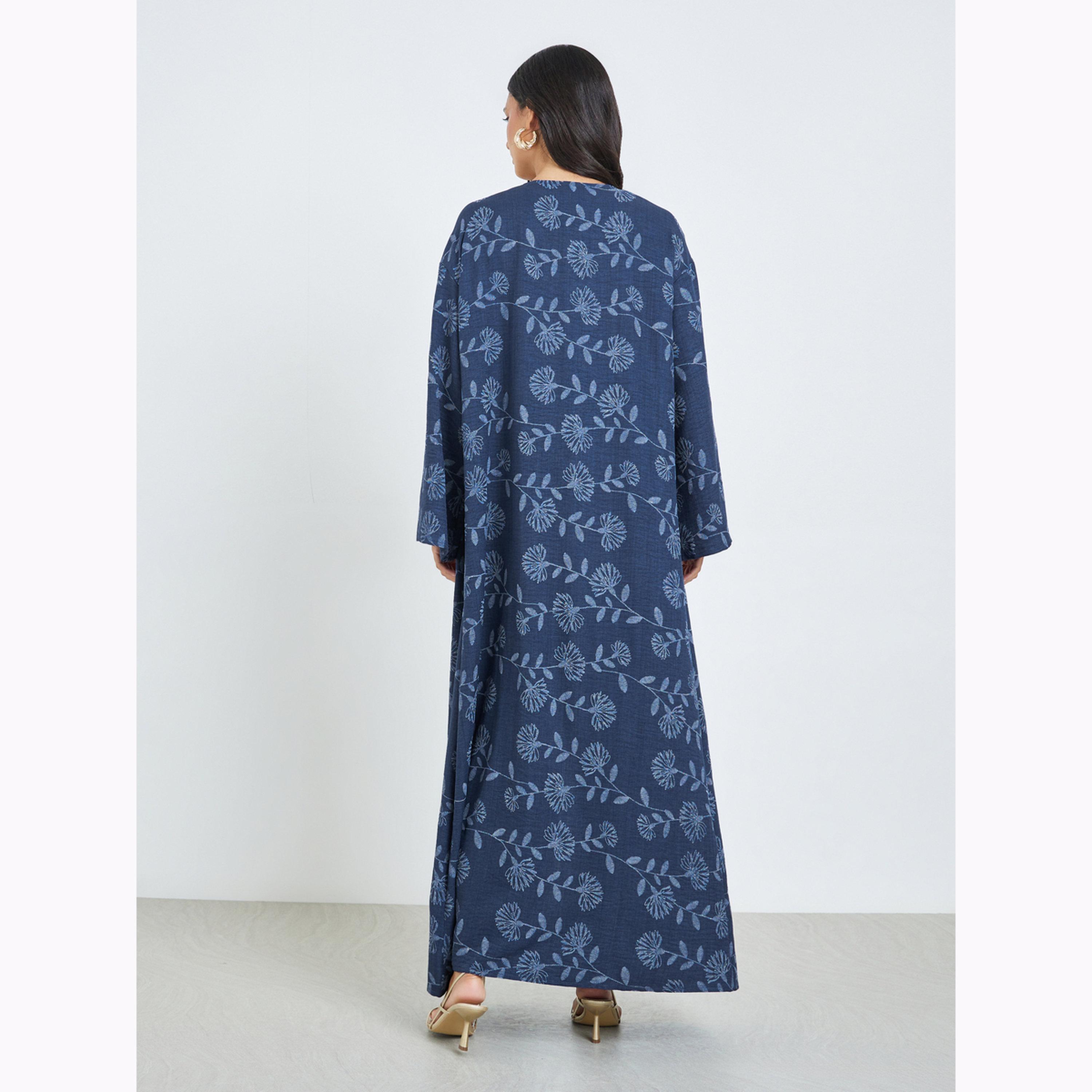 Styli Navy Blue Floral Kimono and Pants Co-ords-women-clothing-coordsets-image-3