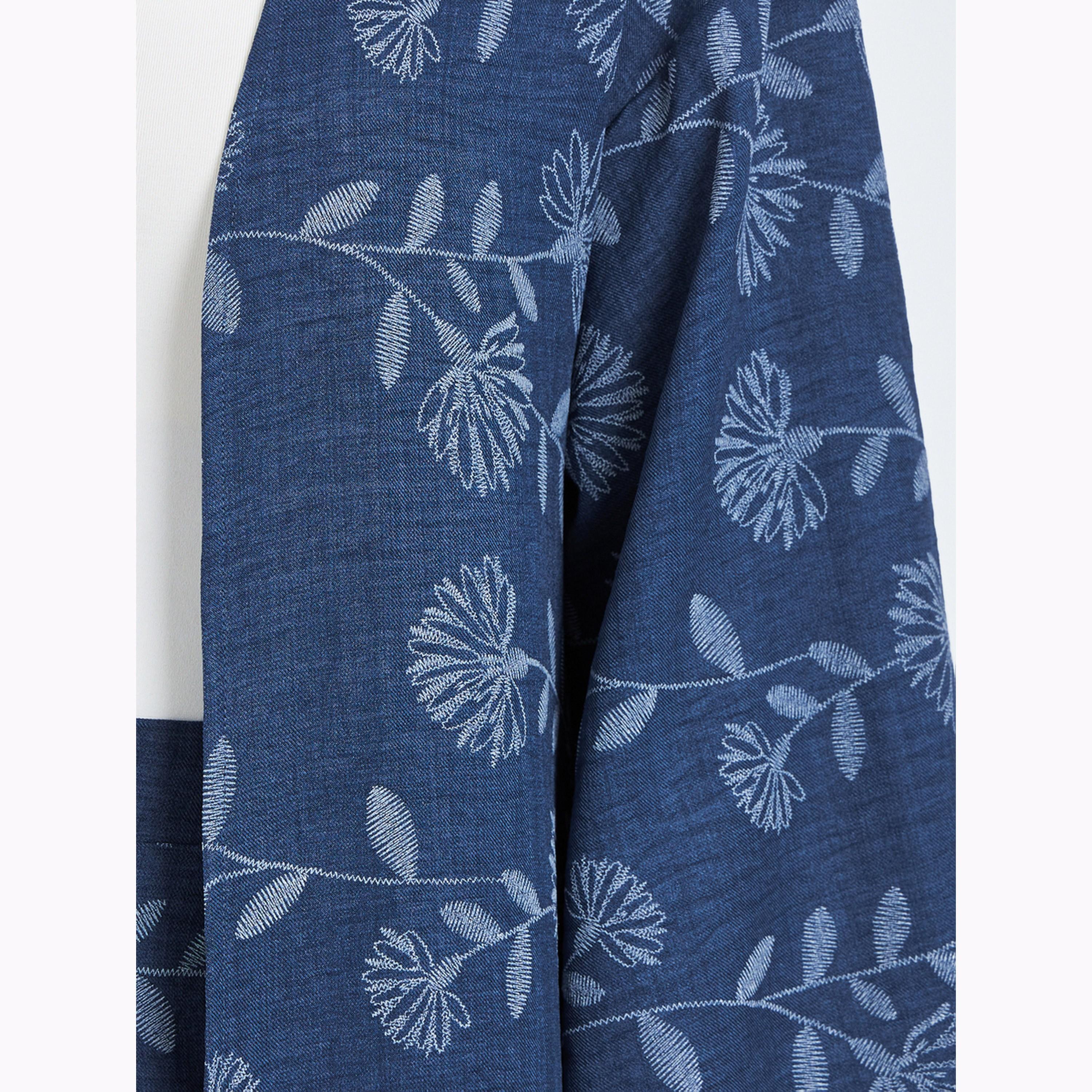 Styli Navy Blue Floral Kimono and Pants Co-ords-women-clothing-coordsets-image-5