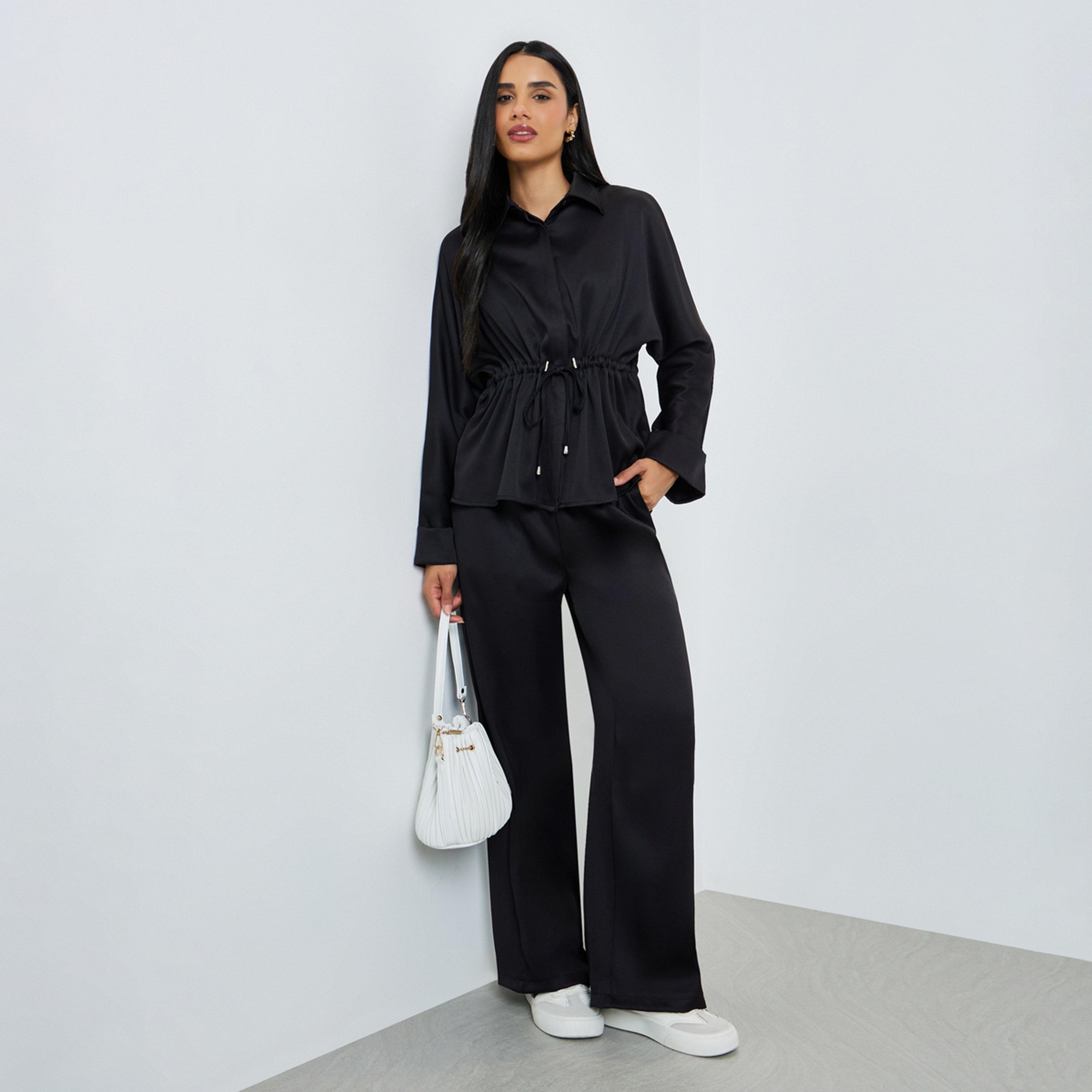 طقم منسق من بنطال وبلوزة عملية بقصة مريحة-women-clothing-coordsets-image-1