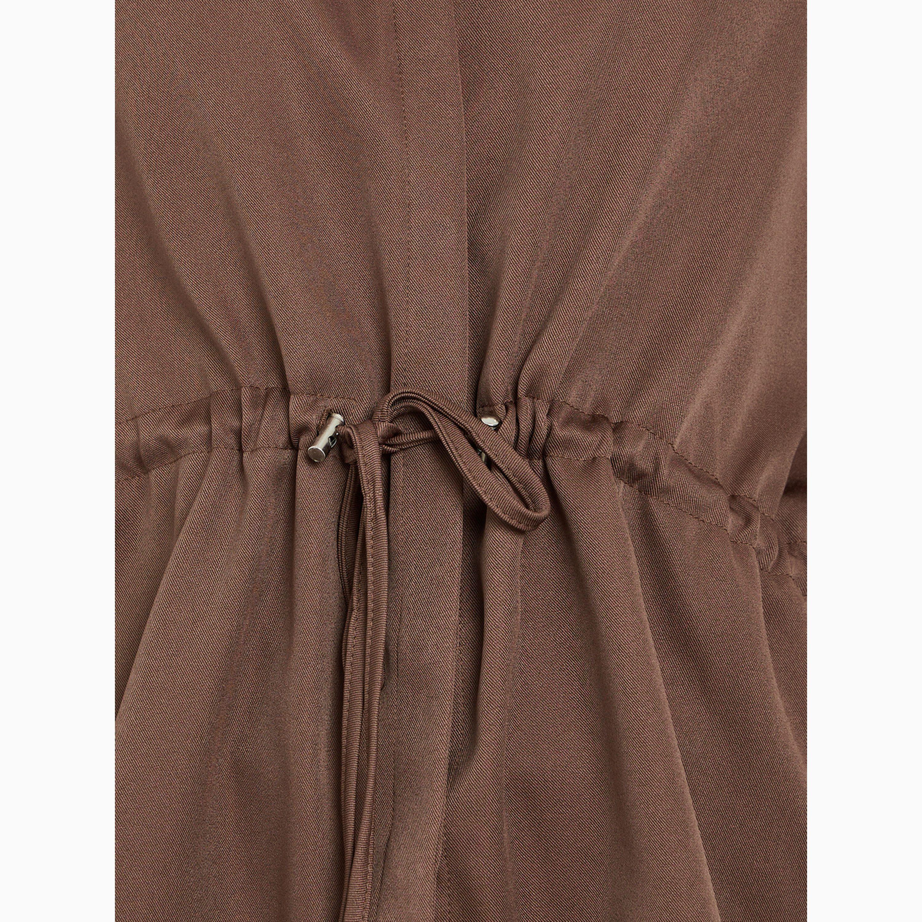 طقم منسق من بنطال وبلوزة عملية بقصة مريحة بني-women-clothing-coordsets-image-4