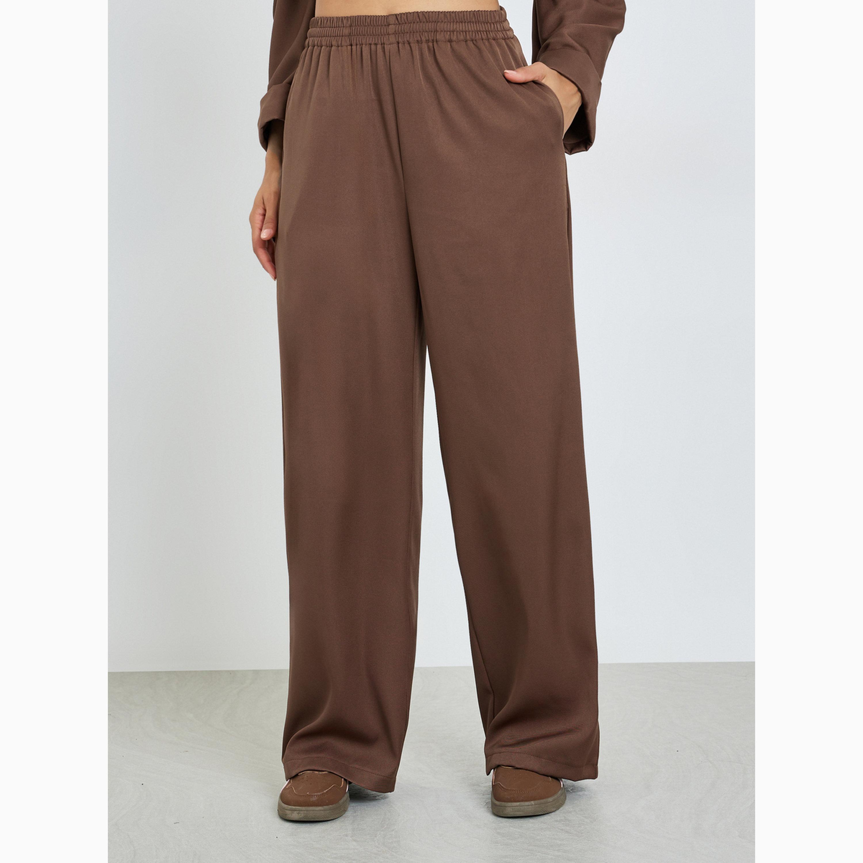 Styli Brown Relaxed Fit Utility Shirt and Pants Co-Ords-women-clothing-coordsets-image-5