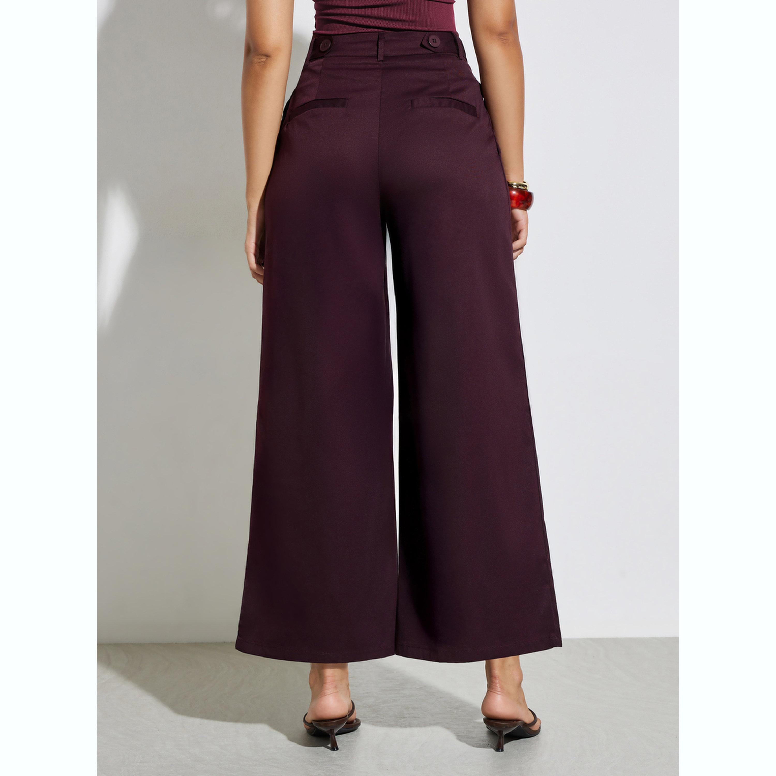 Styli Burgundy High Rise Wide Leg Trousers-women-clothing-bottoms-trousers-image-4