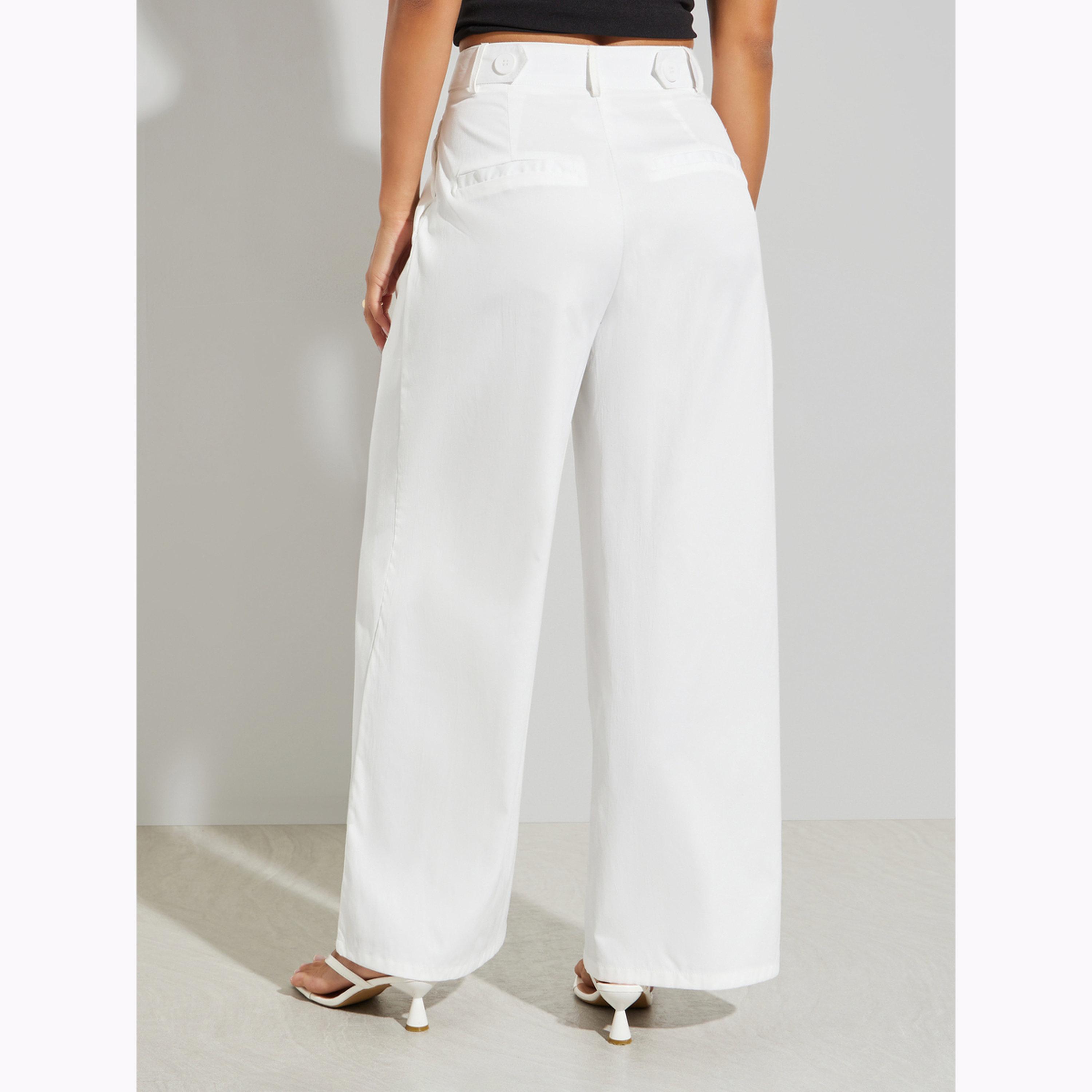 Styli White High Rise Wide Leg Trousers-women-clothing-bottoms-trousers-image-4