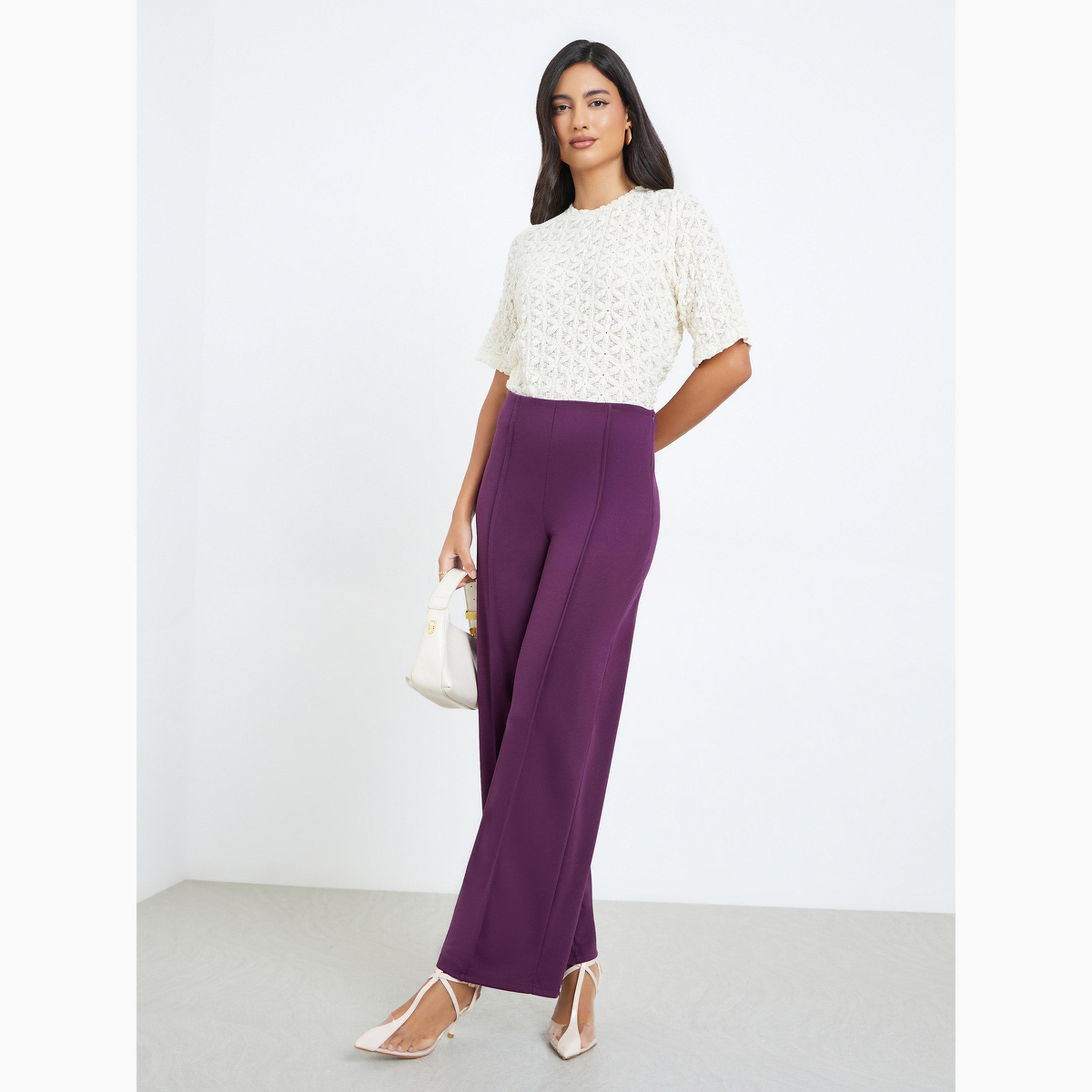 بنطال رسمي مطاطي بأرجل واسعة-women-clothing-bottoms-joggers-image-2