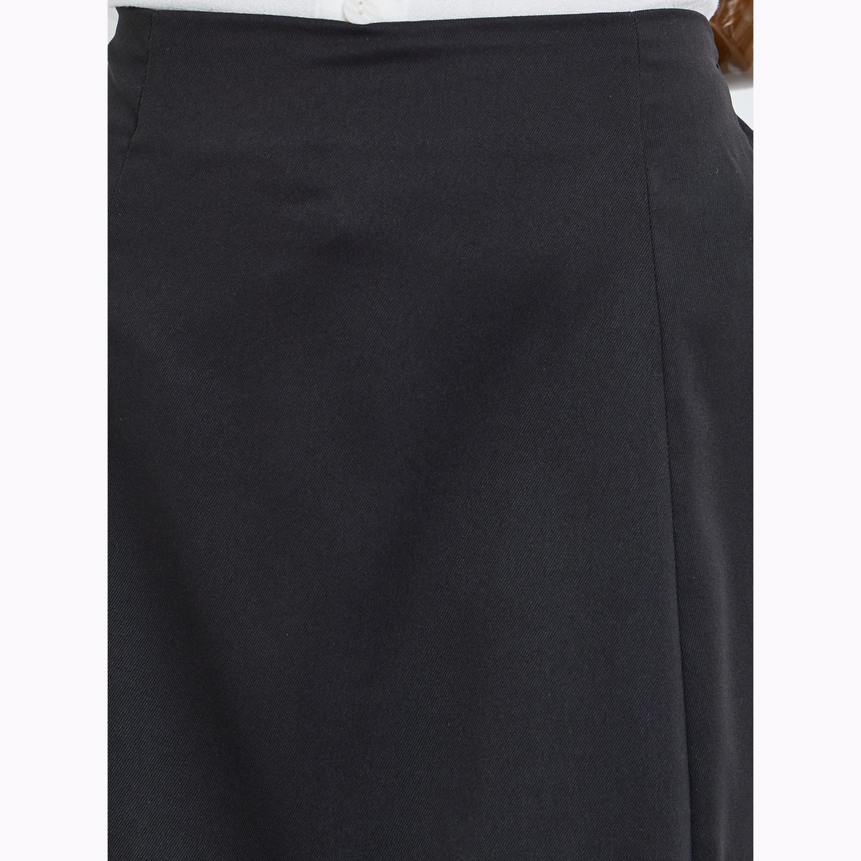 Styli Black Solid A-Line Maxi Skirt-women-clothing-bottoms-skirts-image-3