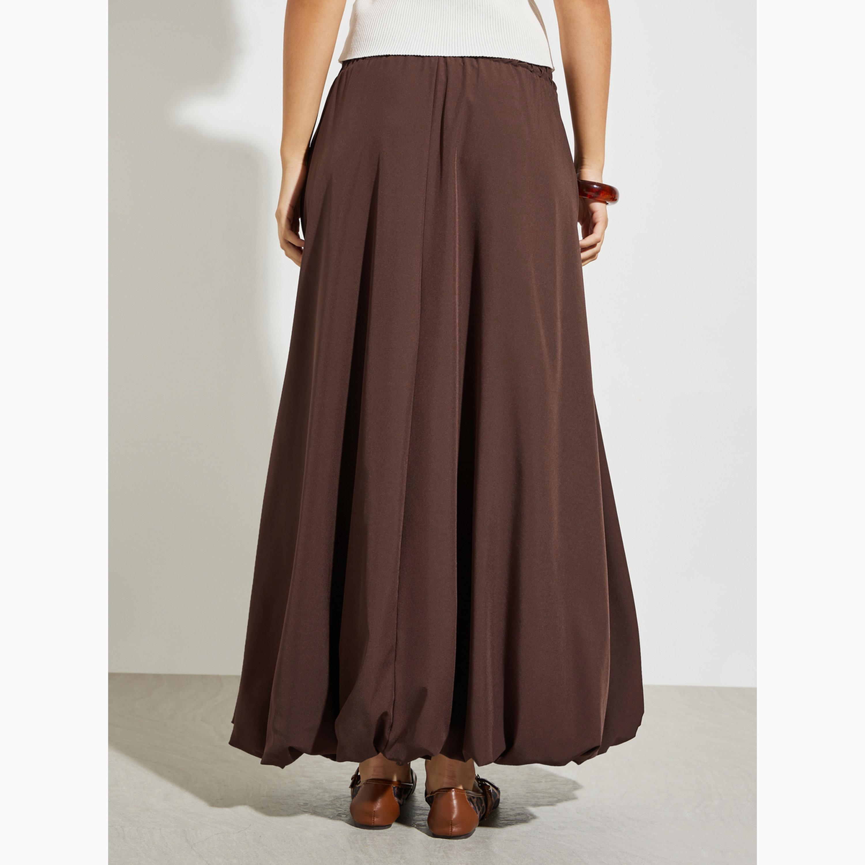 Styli Coffee Brown Balloon Fit Maxi Skirt-women-clothing-bottoms-skirts-image-4