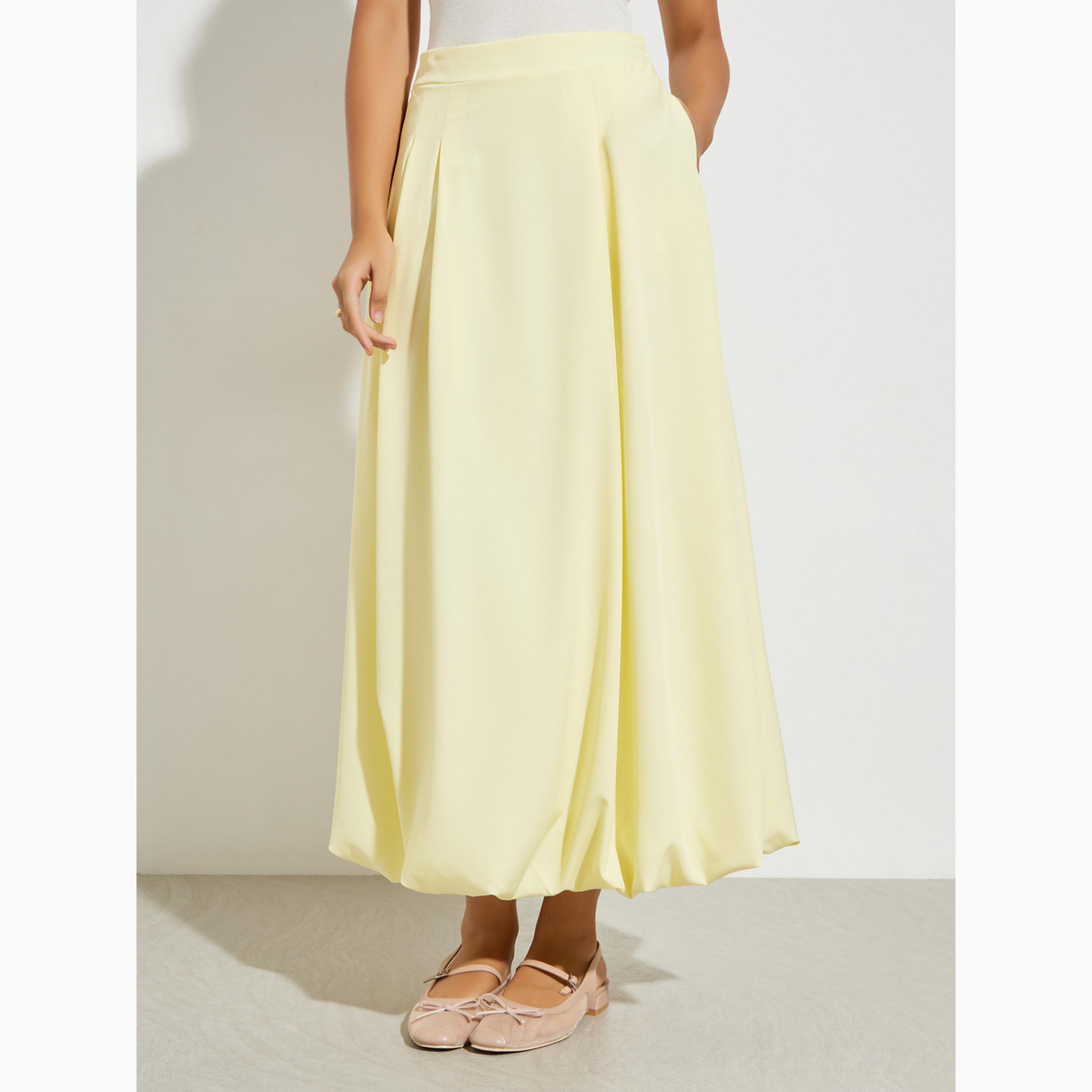 Styli Yellow Balloon Fit Maxi Skirt-women-clothing-bottoms-skirts-image-1