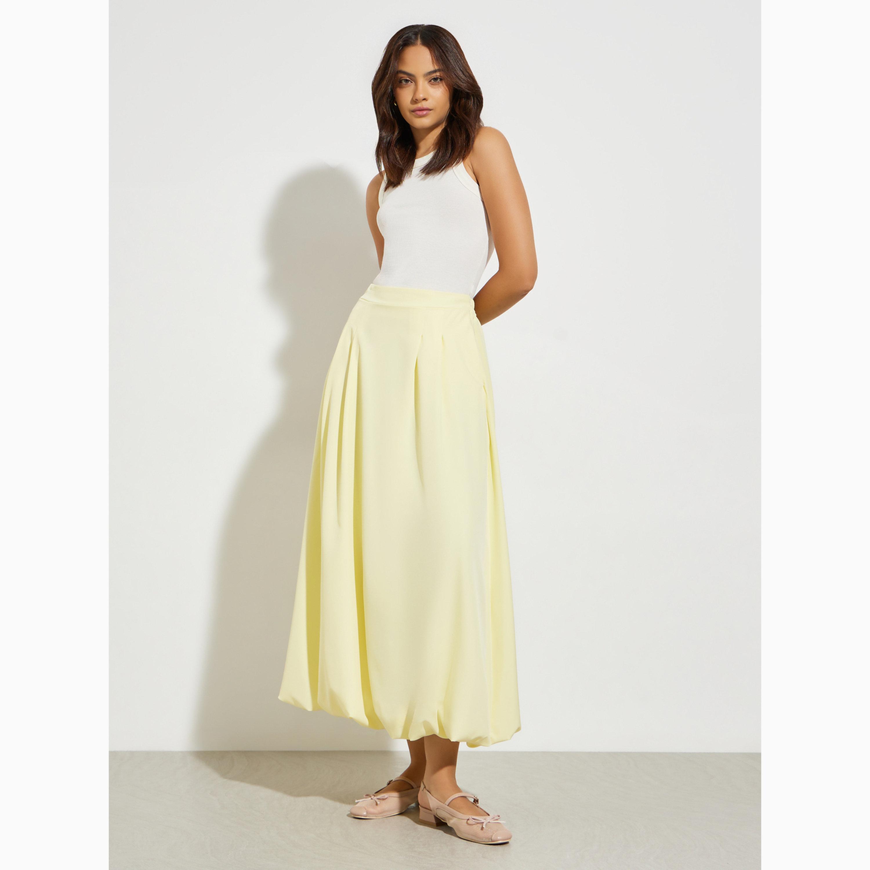 Styli Yellow Balloon Fit Maxi Skirt-women-clothing-bottoms-skirts-image-3