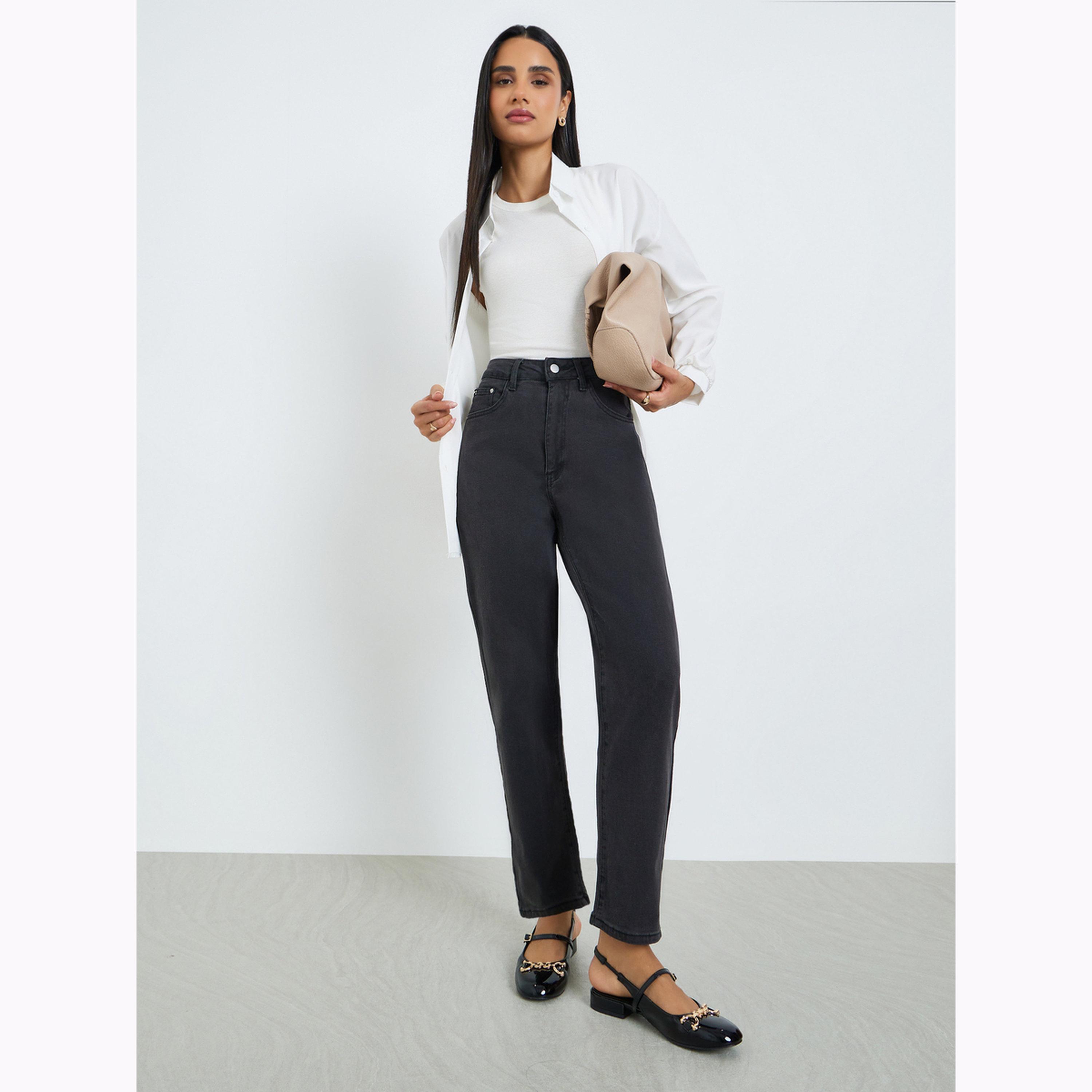جينز بقصة موم وخصر عالي للنساء-women-clothing-bottoms-jeans-image-2