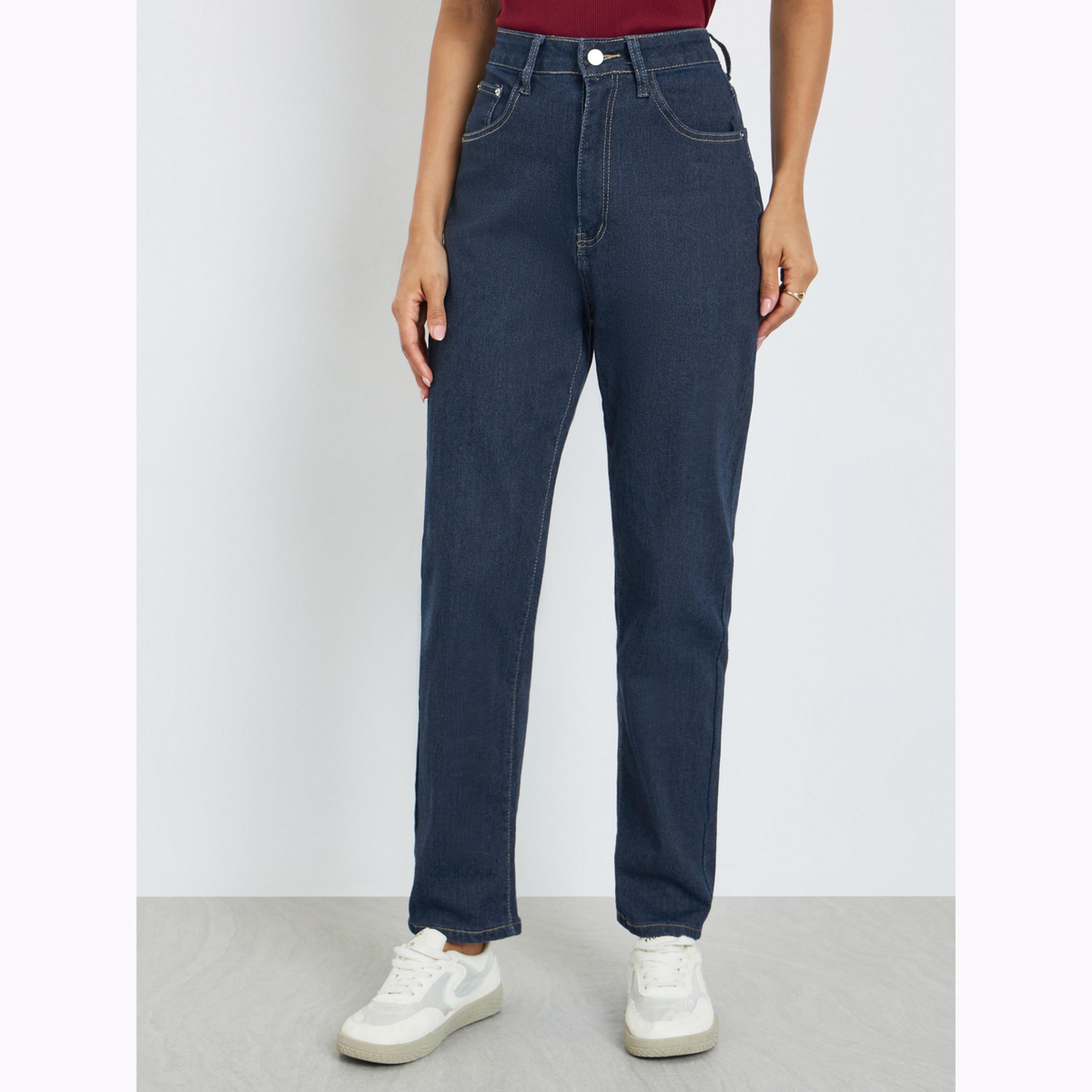 جينز بقصة موم وخصر عالي للنساء-women-clothing-bottoms-jeans-image-1