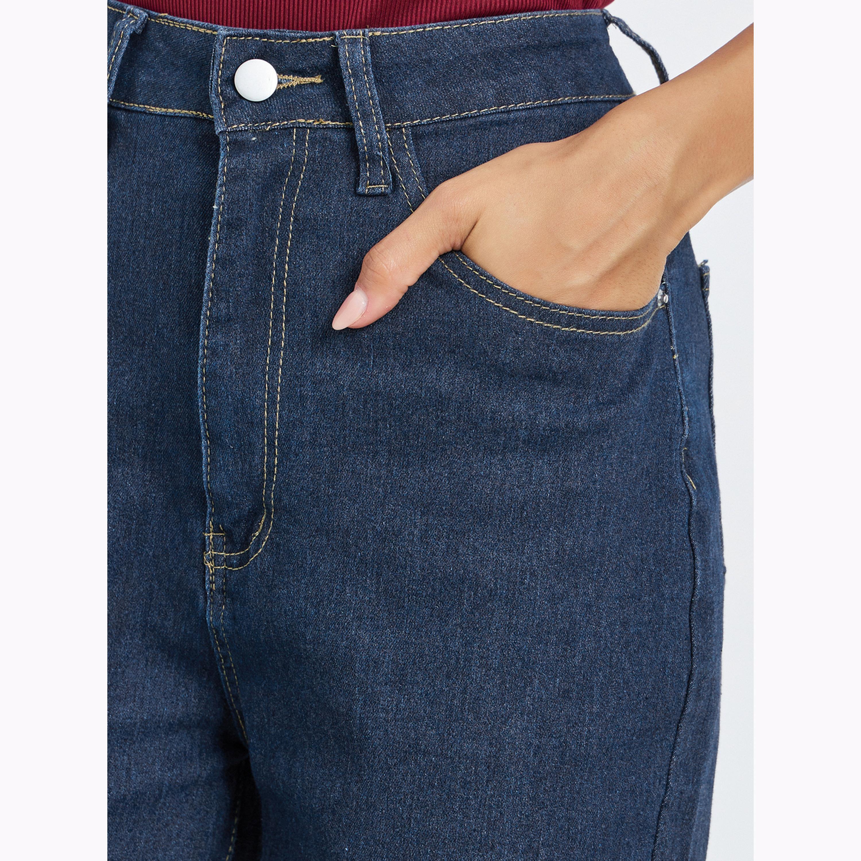 Styli Women Dark Blue High Rise Mom Fit Jeans-women-clothing-bottoms-jeans-image-3