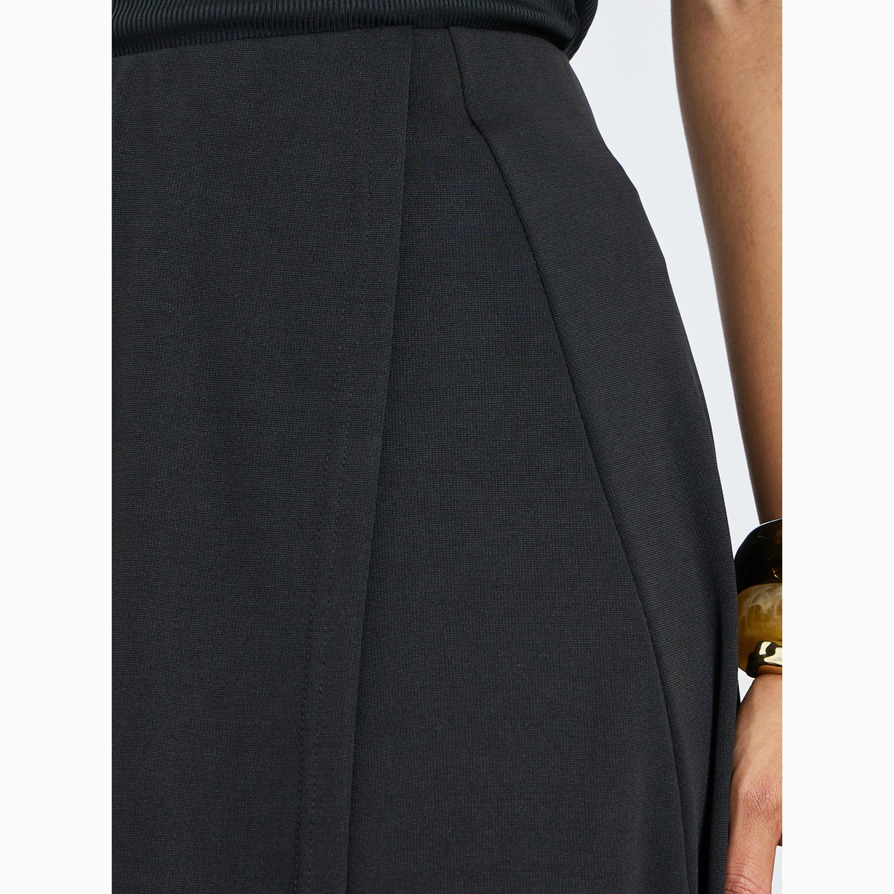 تنورة ميدي بنمط لف غير متماثل لون أسود-women-clothing-bottoms-skirts-image-3