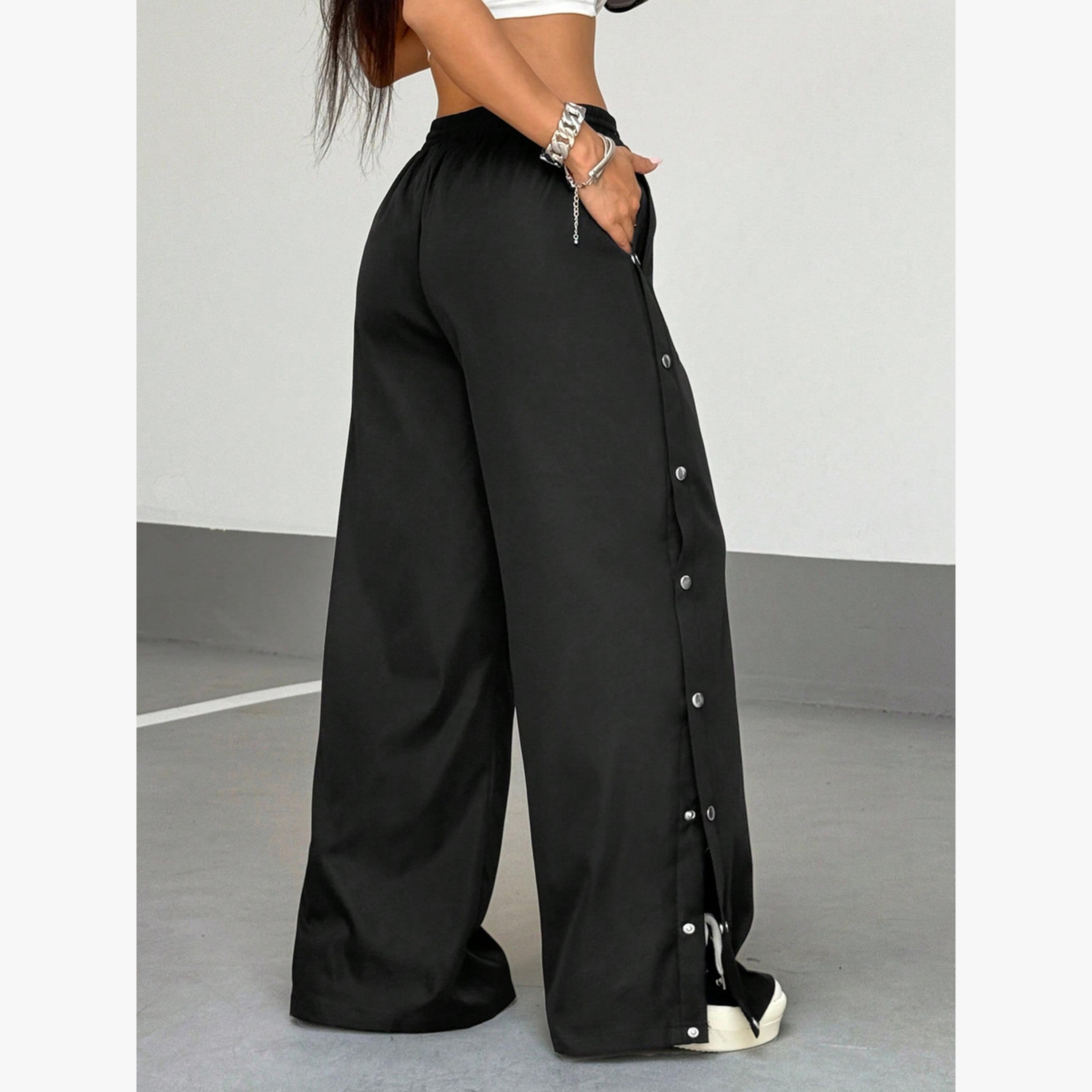 Take Two Black Wide Leg Pants with Side Snap-Buttons-women-clothing-bottoms-joggers-image-3