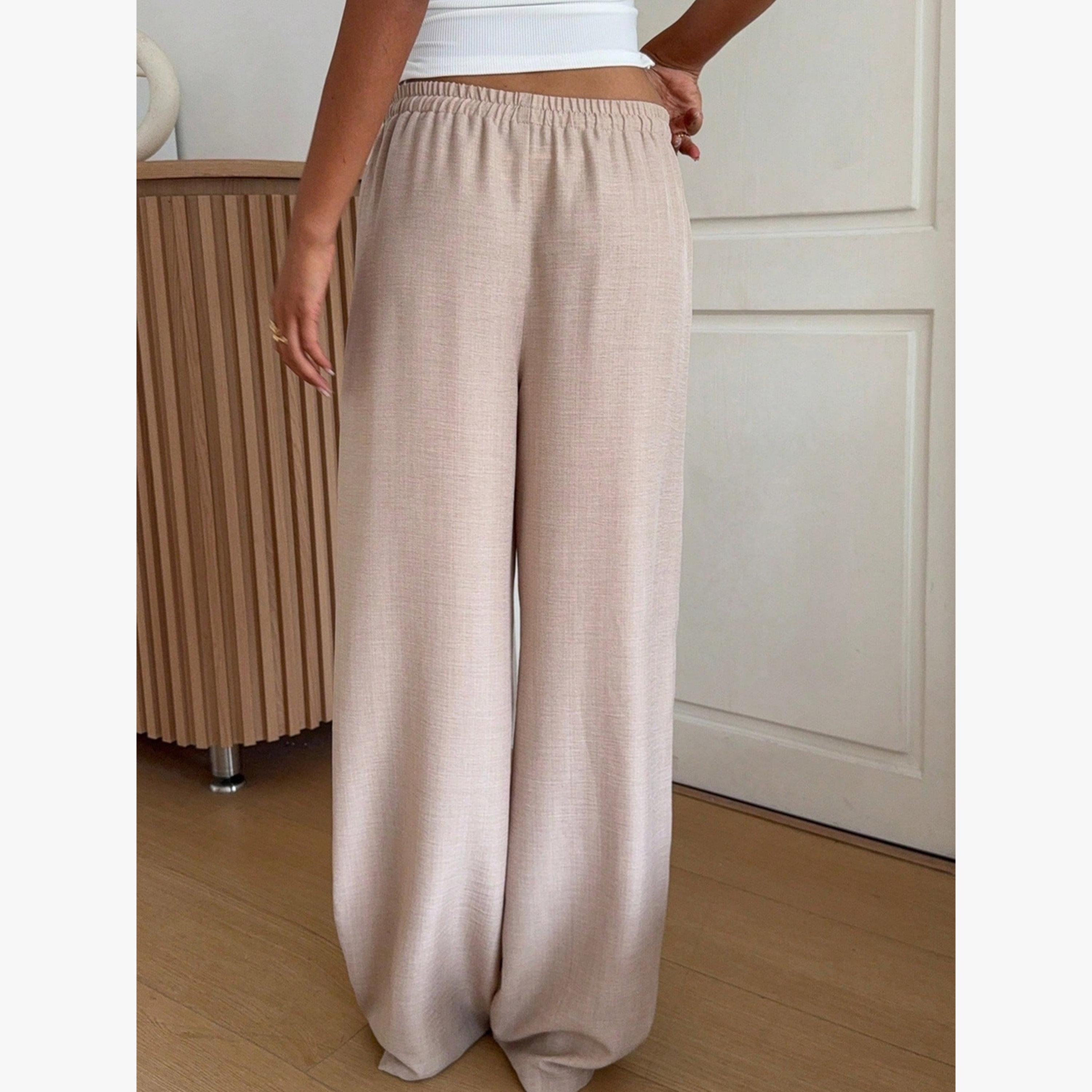 بنطال من الكتان بأرجل واسعة ورباط-women-clothing-bottoms-joggers-image-4