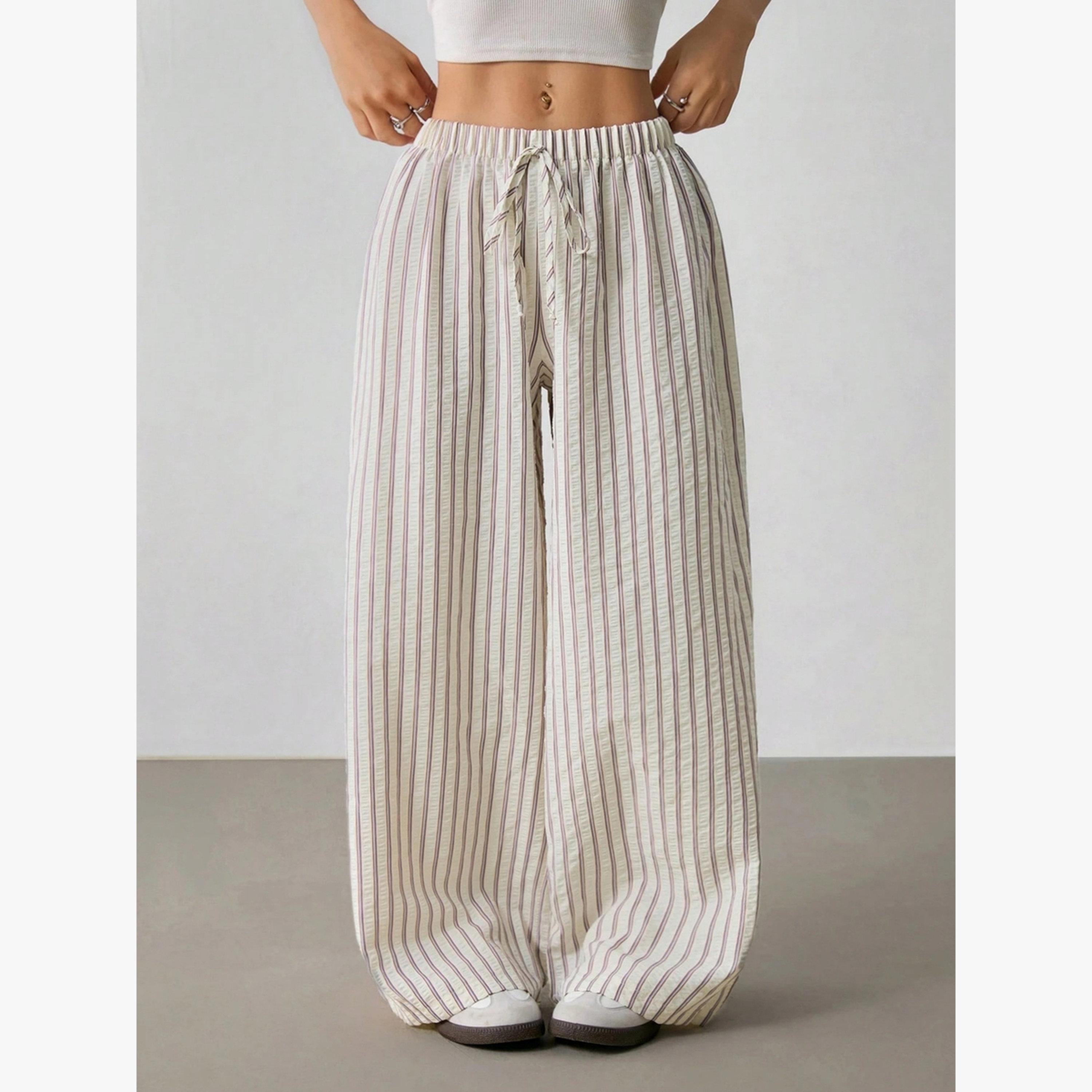 Take Two Cream Striped Wide Leg Pants-women-clothing-bottoms-joggers-image-1