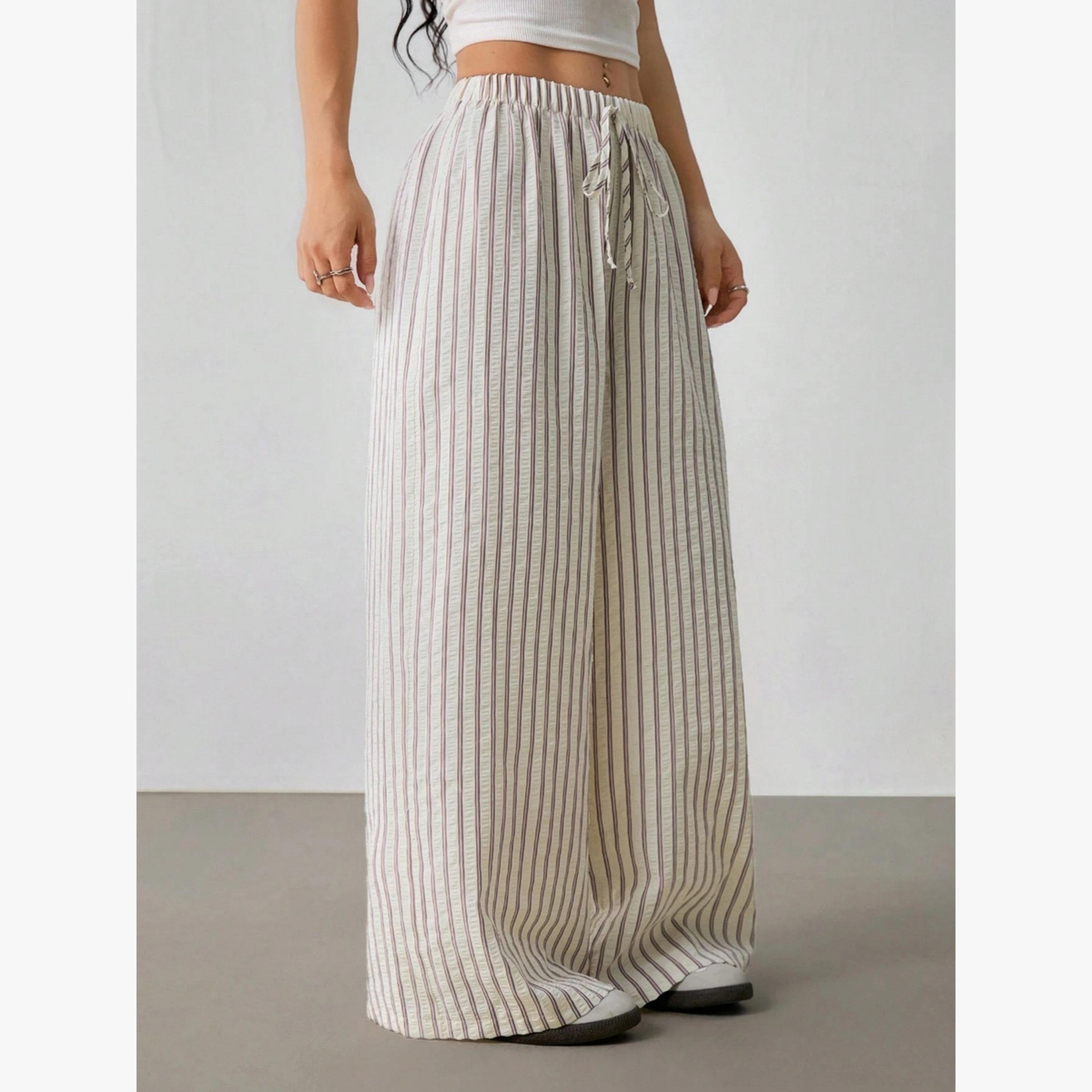 Take Two Cream Striped Wide Leg Pants-women-clothing-bottoms-joggers-image-2