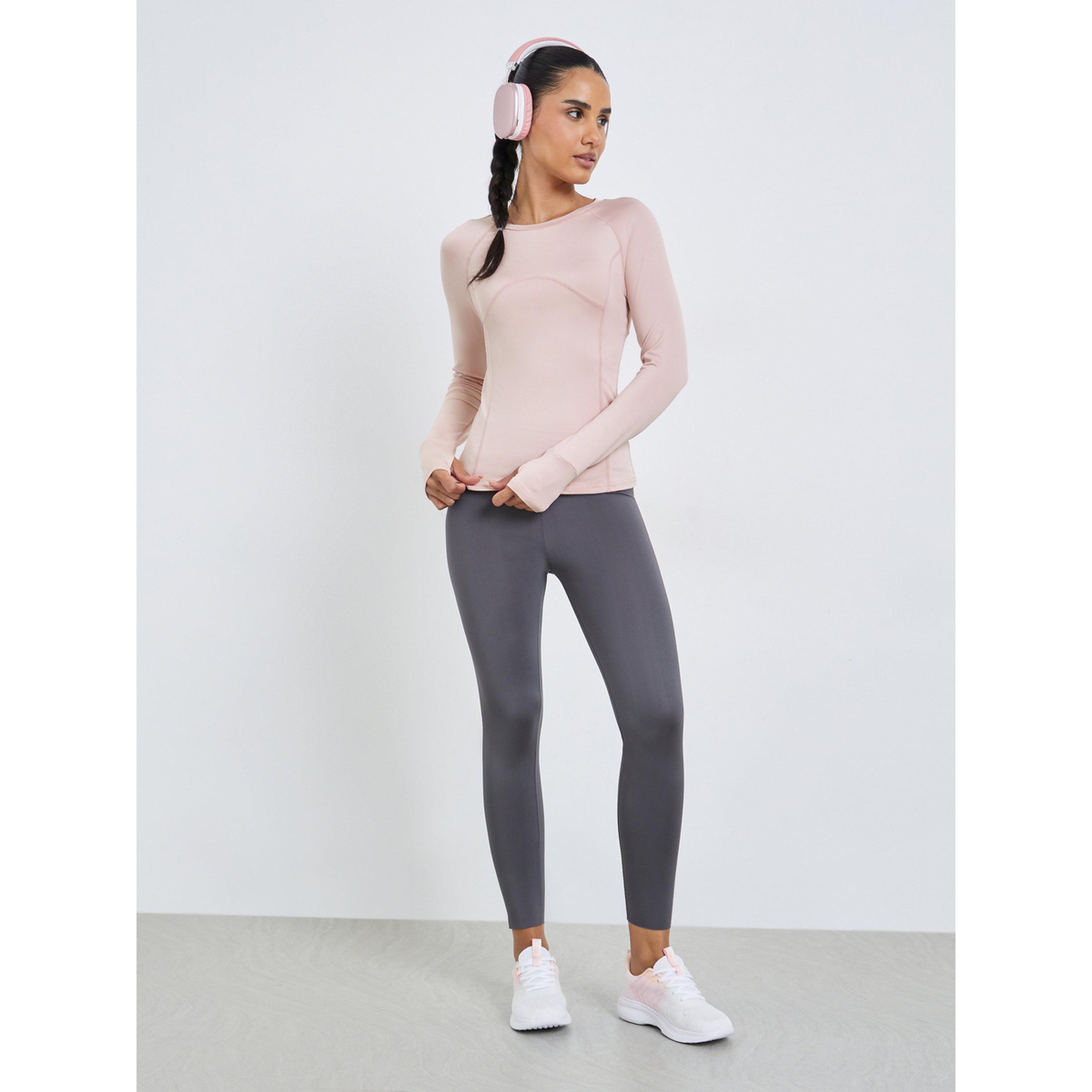 Styli Pink Back Mesh Long Sleeve Top-sports-women-clothing-tshirtsandvests-image-2