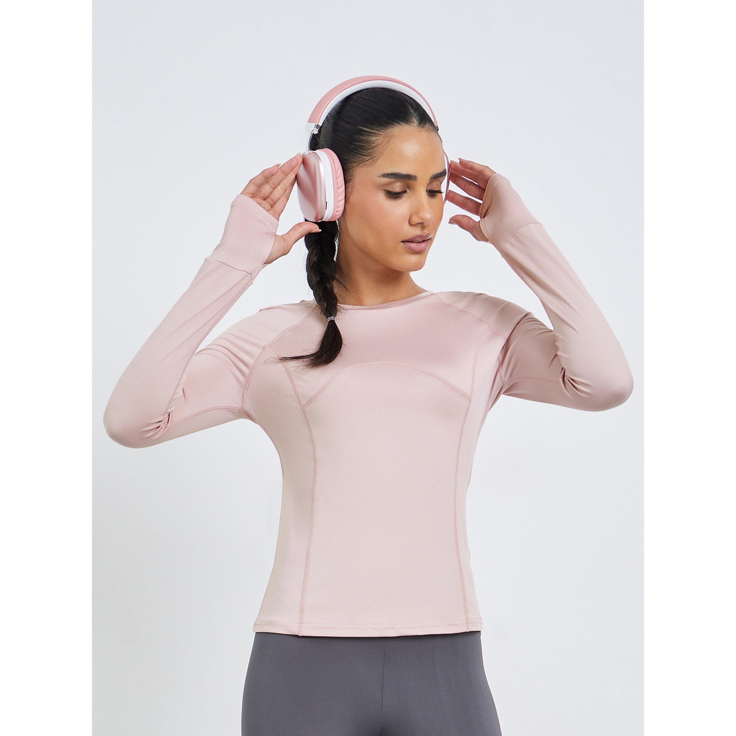 Styli Pink Back Mesh Long Sleeve Top-sports-women-clothing-tshirtsandvests-image-3