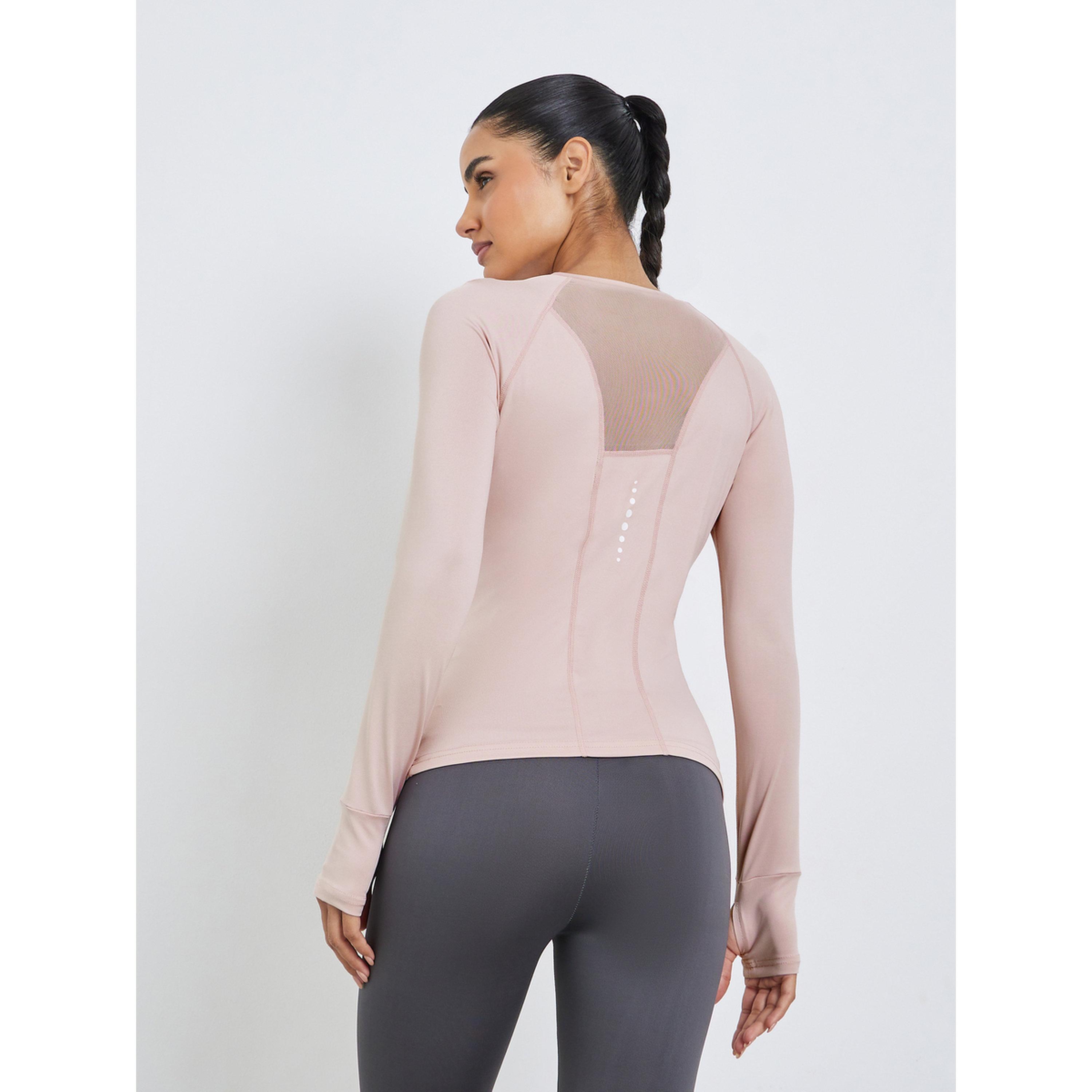 Styli Pink Back Mesh Long Sleeve Top-sports-women-clothing-tshirtsandvests-image-4