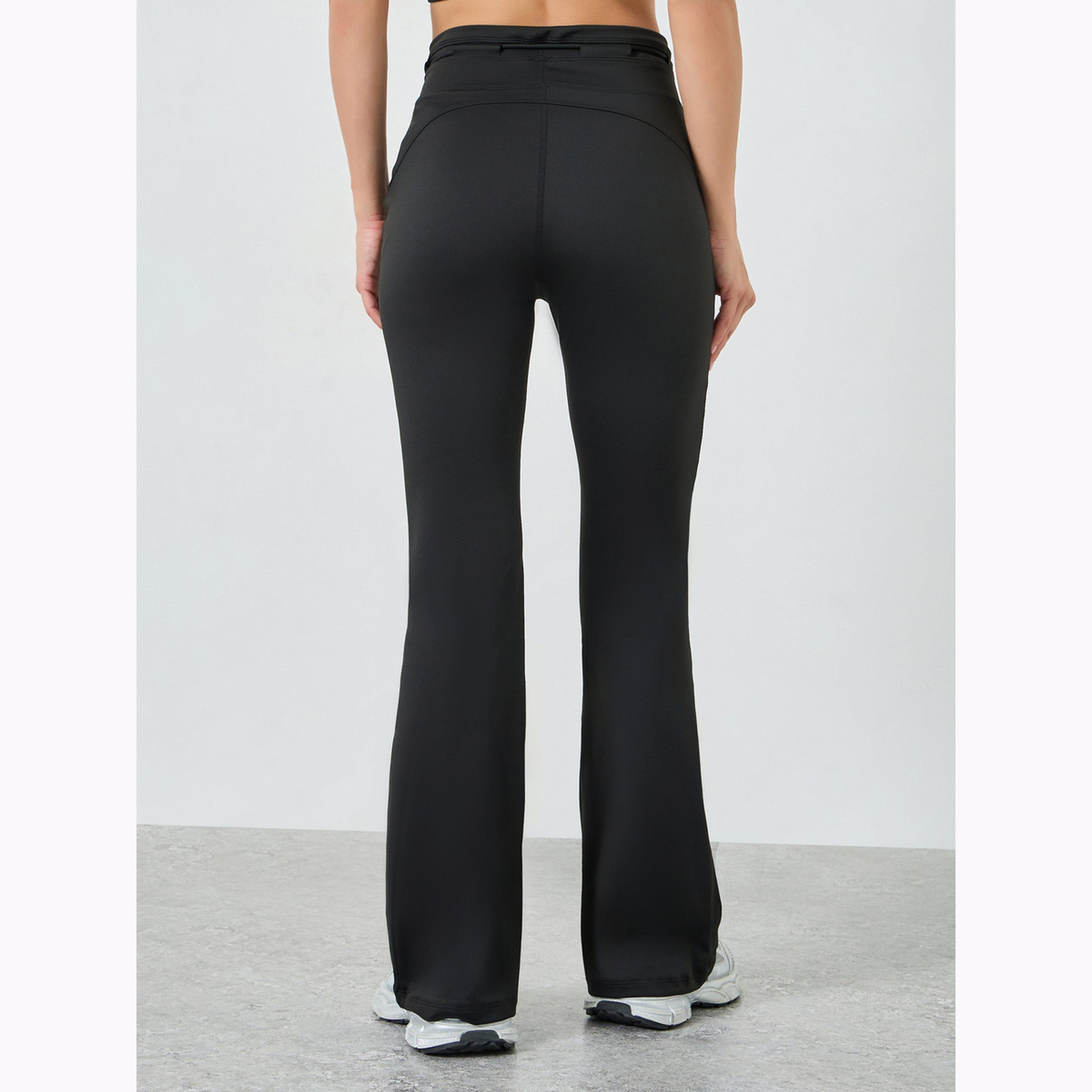 Styli Black Toggle Waist Detail Flared Pants-women-clothing-bottoms-joggers-image-4