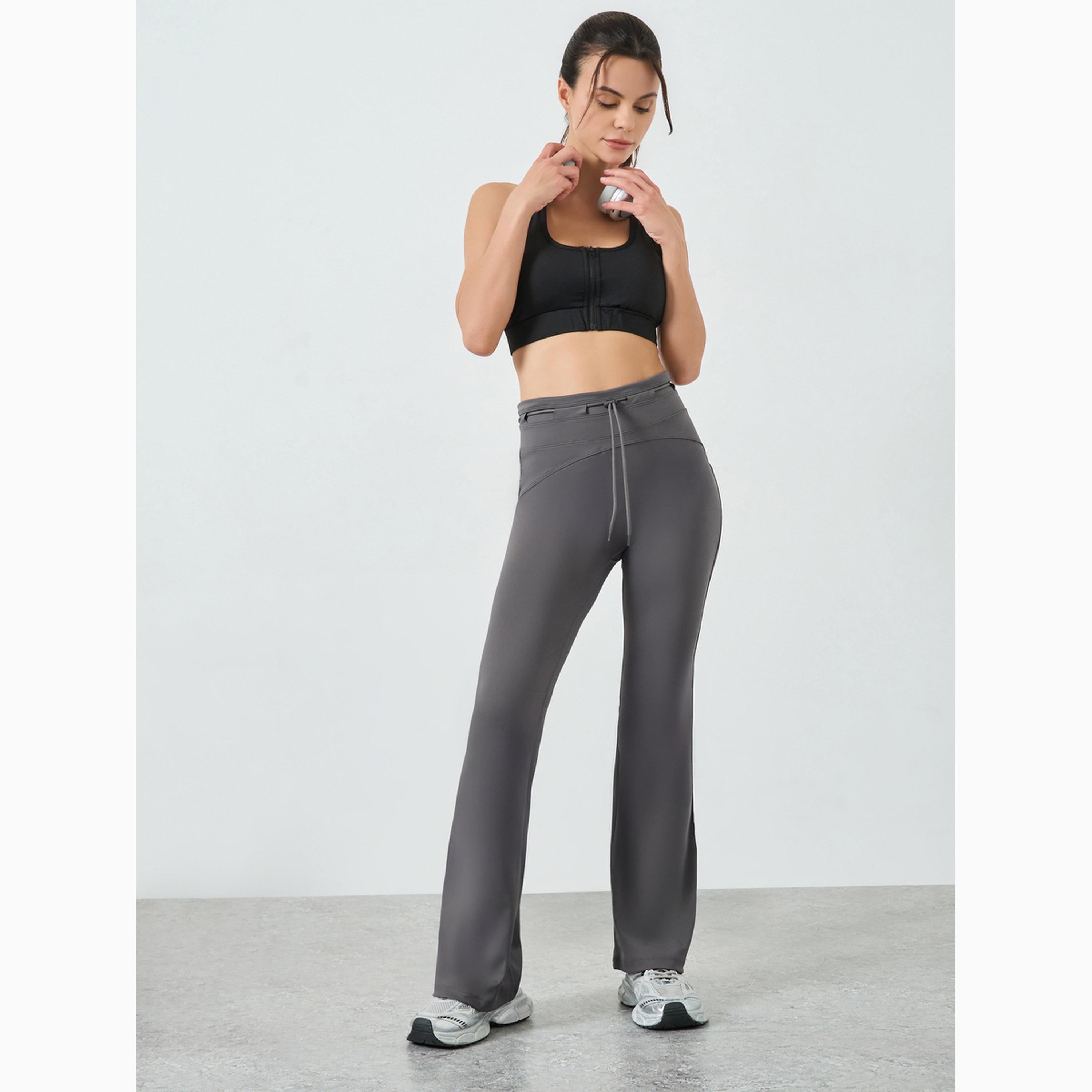 Styli Charcoal Toggle Waist Detail Flared Pants-women-clothing-sportswearandactivewear-bottoms-joggersandtrackpants-image-2