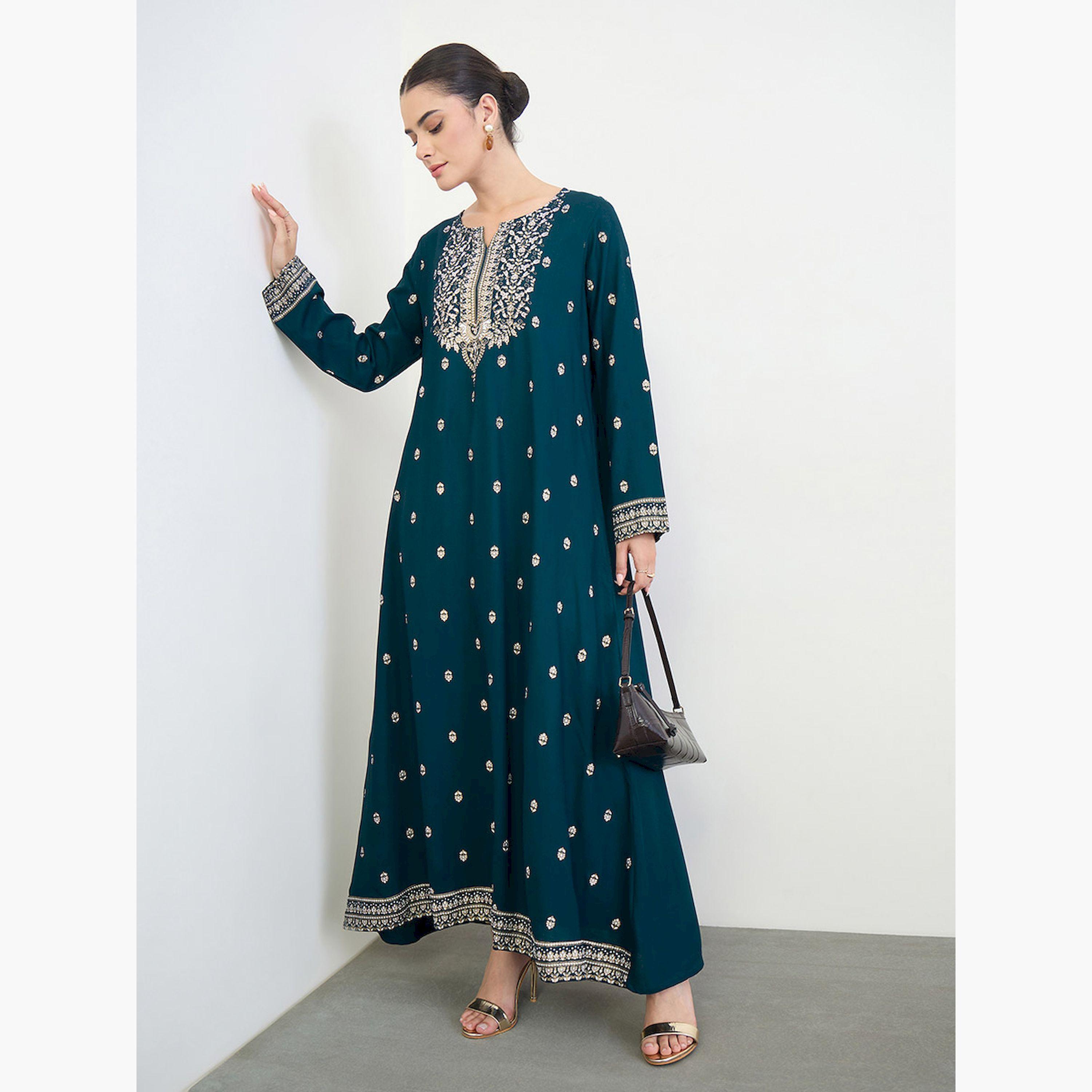 جلابية بأكمام طويلة وطبعات عند الحواف-women-arabicclothing-jalabiyas-image-2
