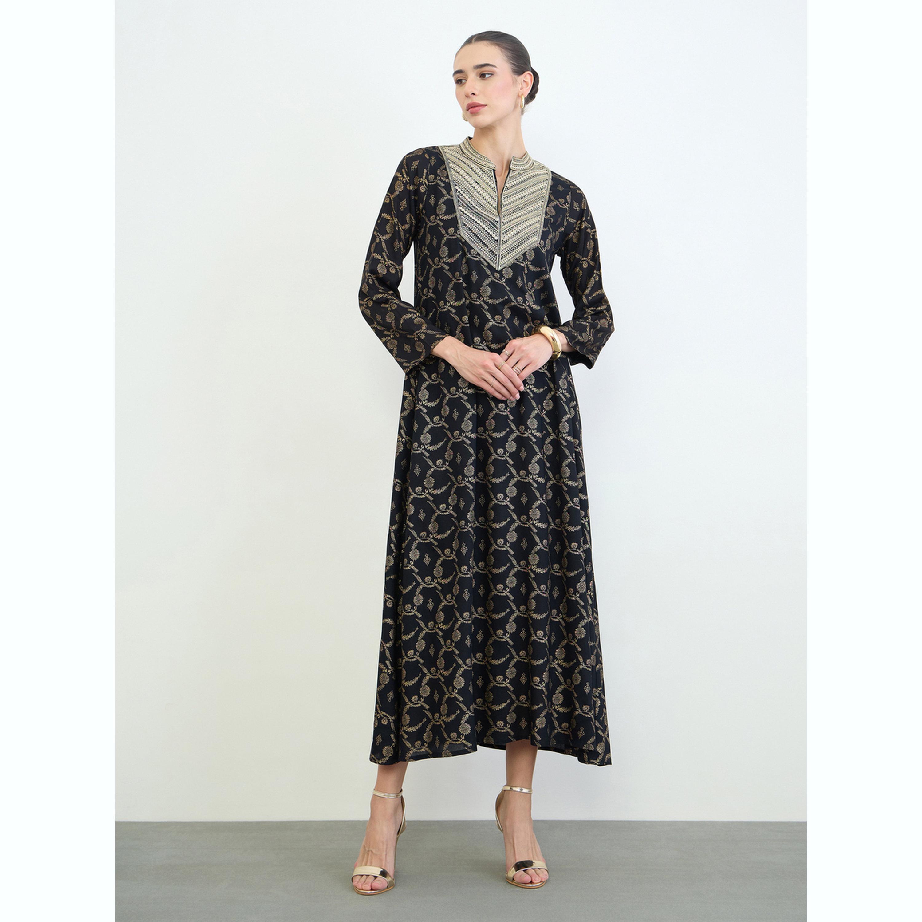 جلابية طويلة مطبعة بالكامل مع تفاصيل مُطرّزة-women-arabicclothing-jalabiyas-image-1