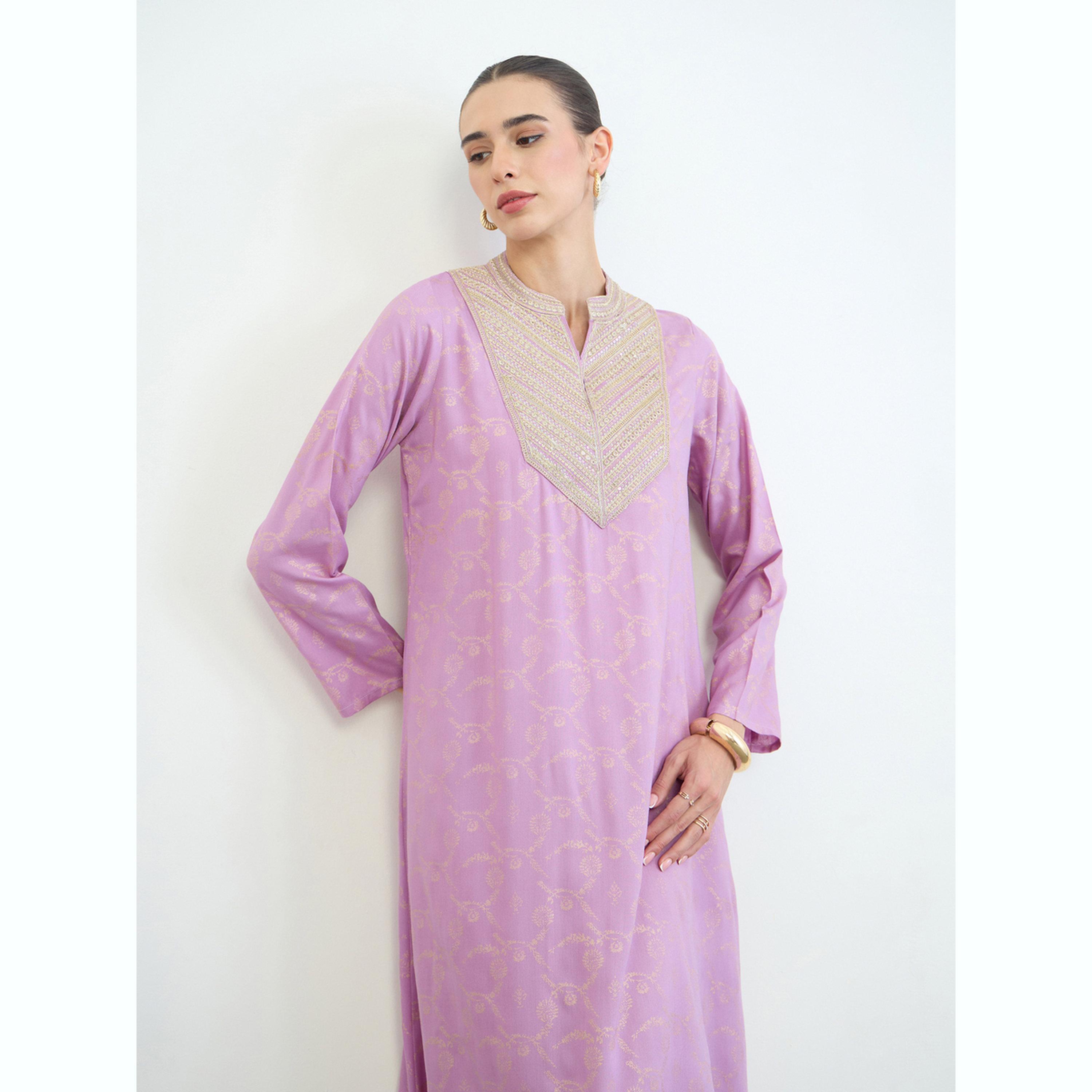 جلابية طويلة مطبعة بالكامل مع تفاصيل مُطرّزة-women-arabicclothing-jalabiyas-image-3