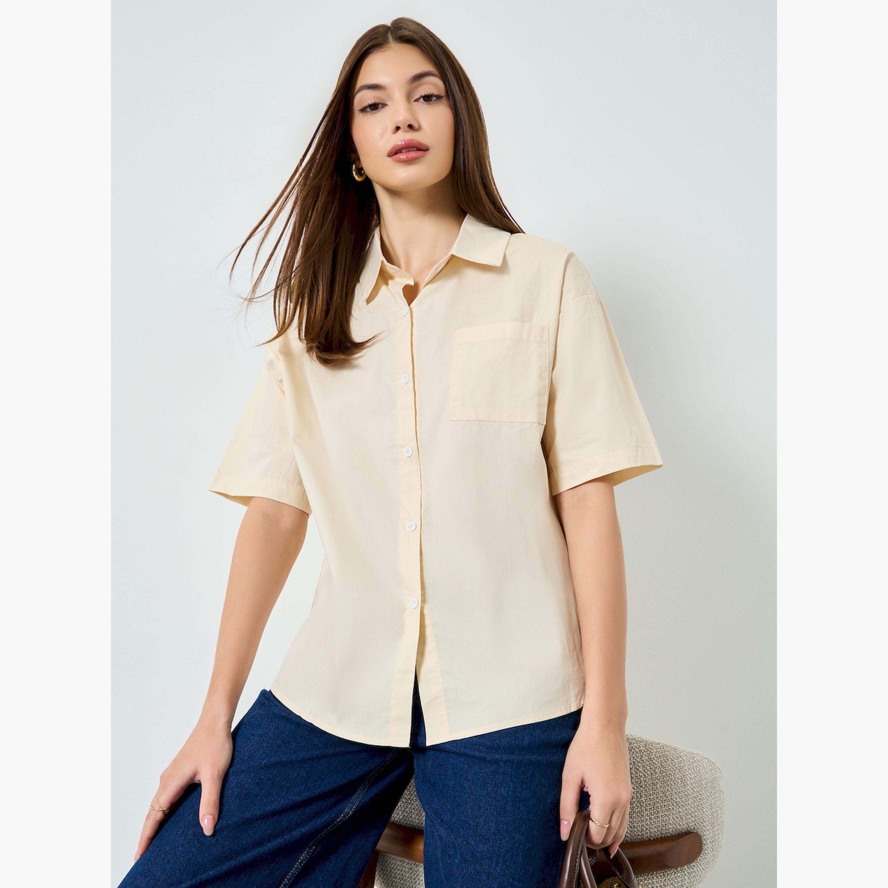 بلوزة سادة بأكمام قصيرة-women-clothing-shirtsandblouses-shirts-image-3