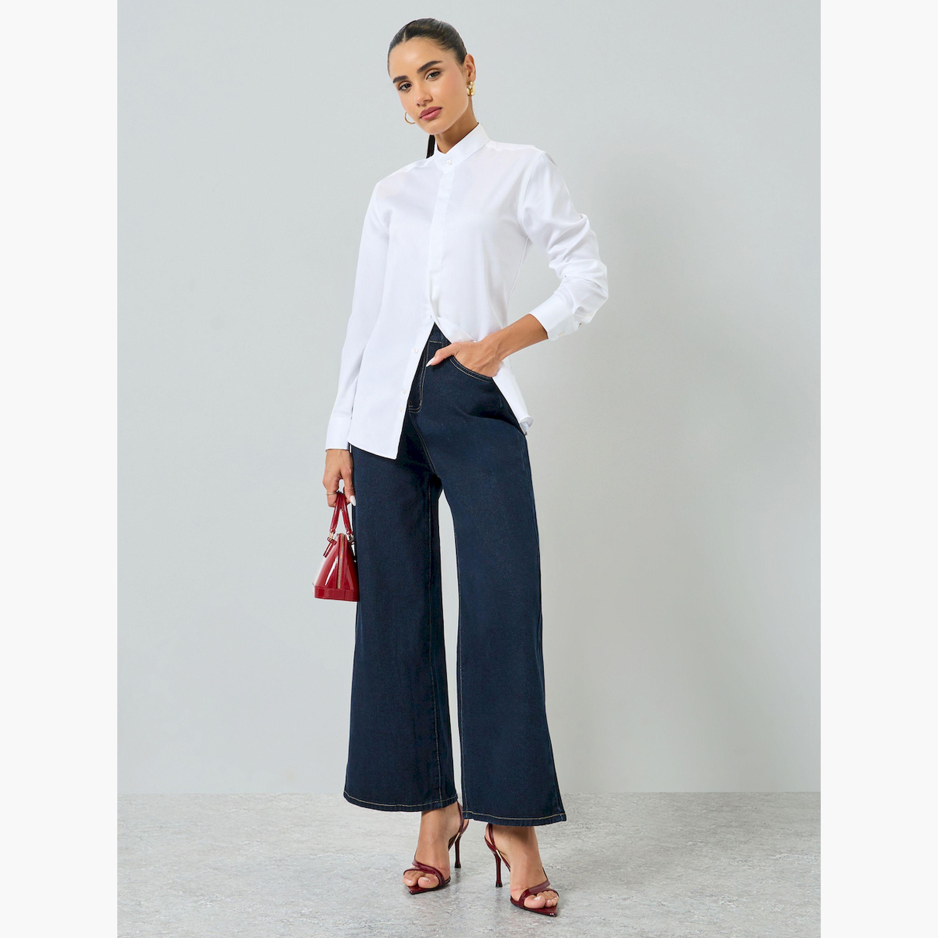 Styli White Button Long Sleeve Shirt-women-clothing-shirtsandblouses-shirts-image-2