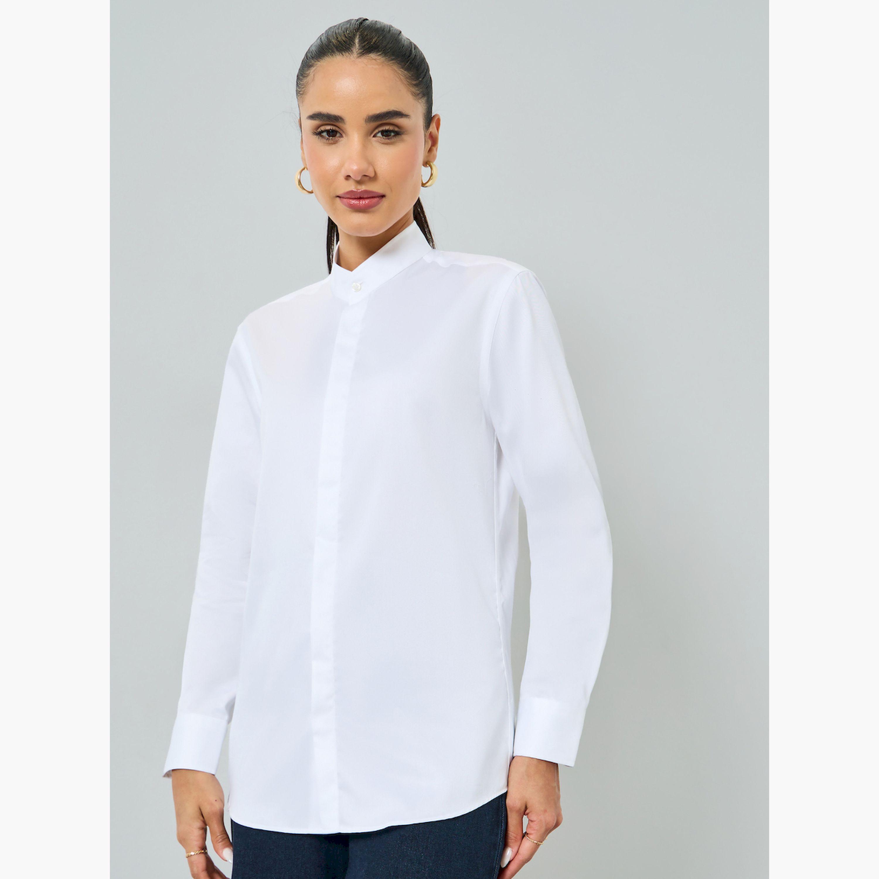 بلوزة أبيض أكمام طويلة بأزرار-women-clothing-shirtsandblouses-shirts-image-4